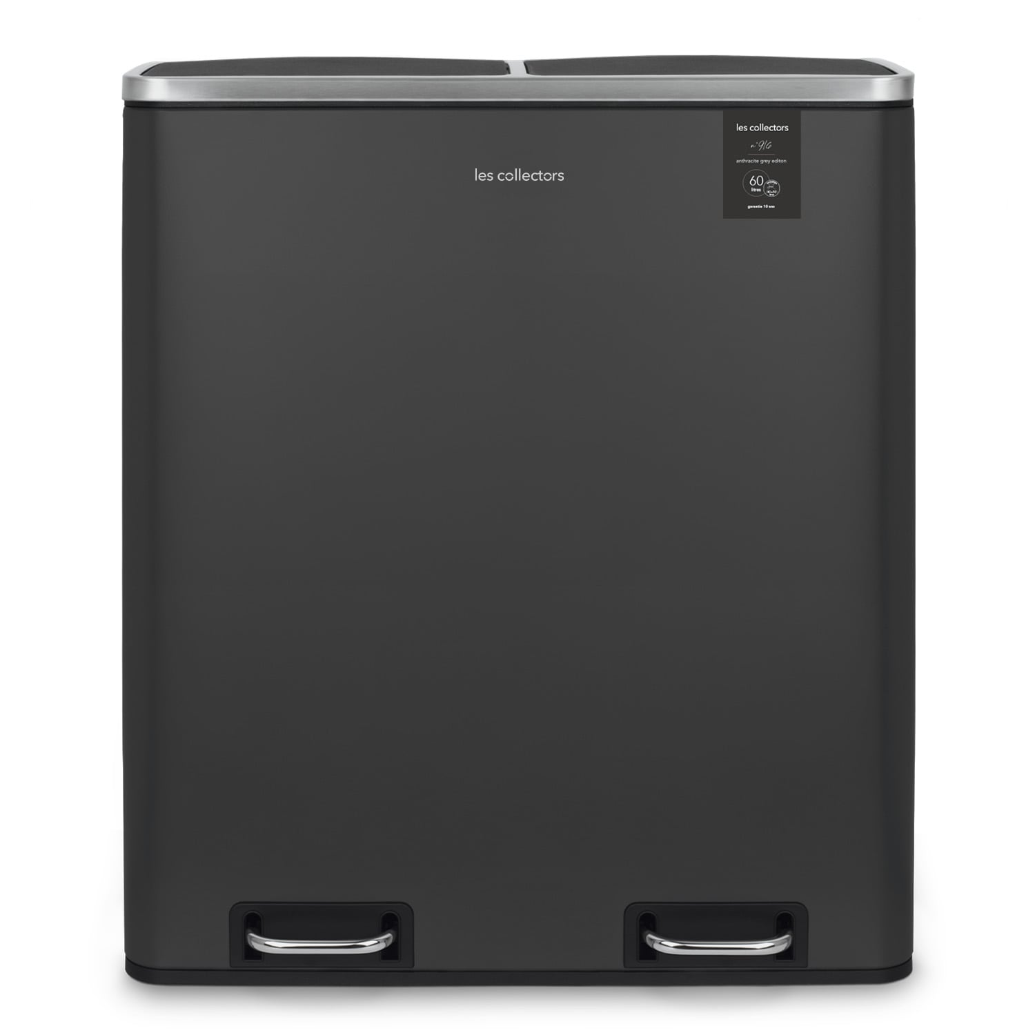 Les Collectors Treteimer N°916 Fassungsvermögen 60 L, 2 Fächer 30 L, Geräuschloser Deckelverschluss, Anthrazitgrau
