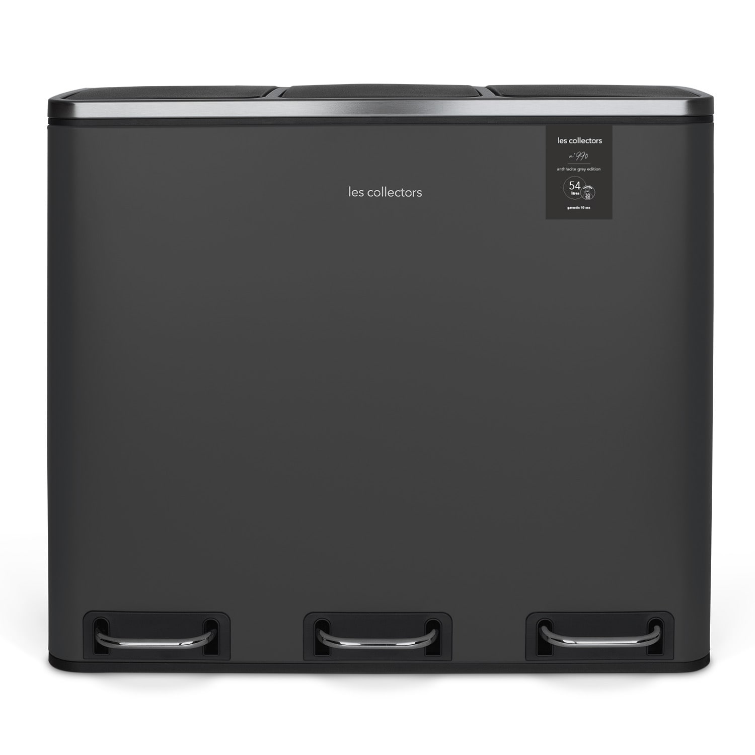 Les Collectors Treteimer N°990 Fassungsvermögen 54 L, 3 Fächer 18 L, Geräuschloser Deckelverschluss, Anthrazitgrau