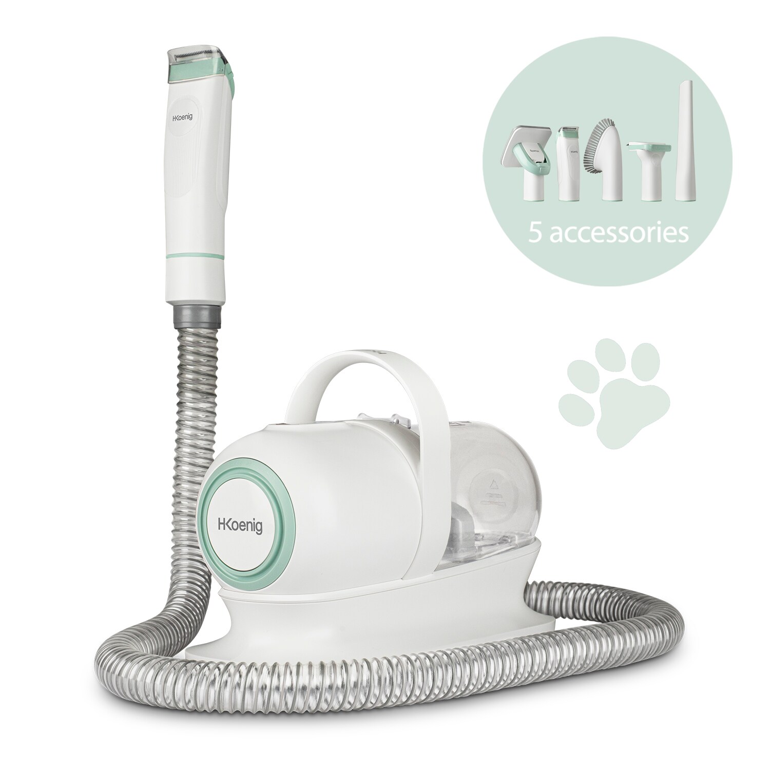 H.Koenig Staubsauger PAW400, Haarschneidemaschine für Haustiere, für Hunde und Katzen, Staubsauger, Trimmer und Bürste, 9 Zubehörteile