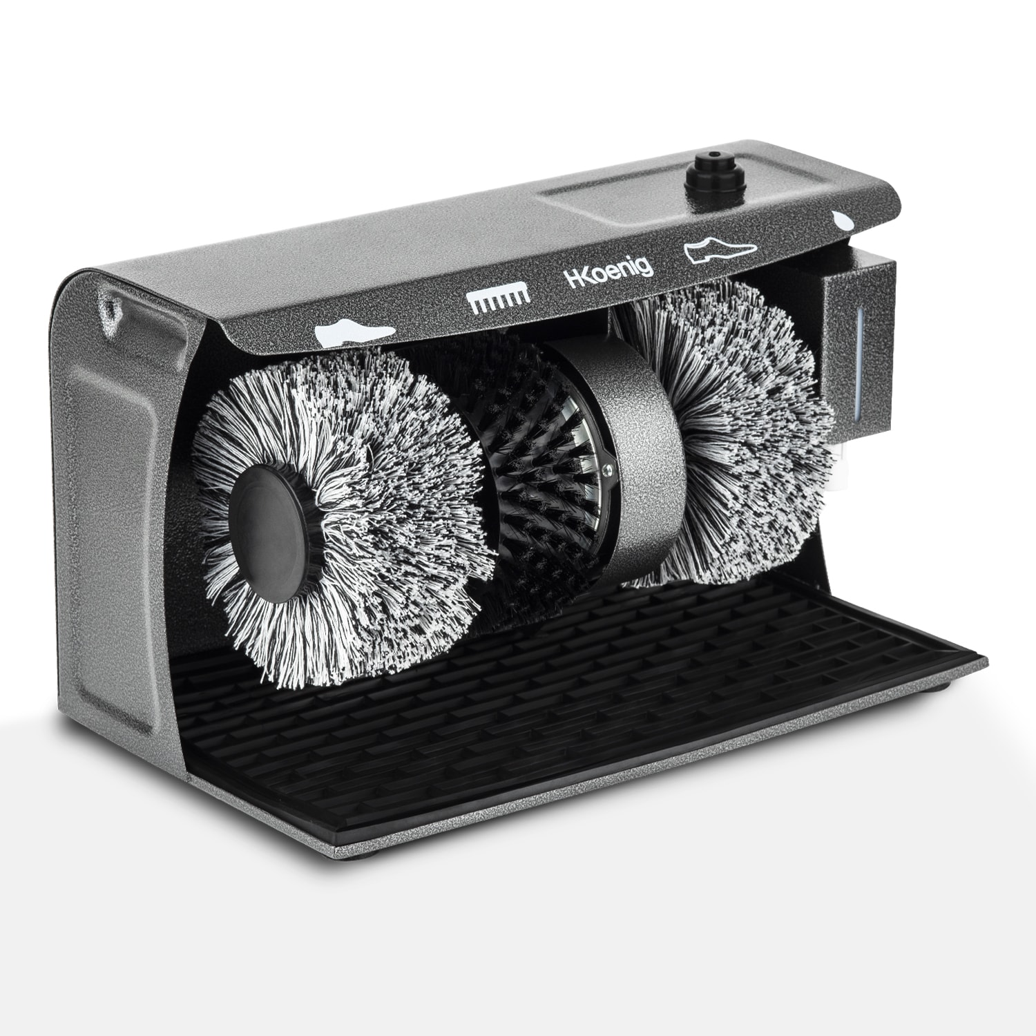 H.Koenig U600 Schuhputzmaschine / 3 rotierende Bürsten / Schuhcreme-Spender / 120 W / anthrazit