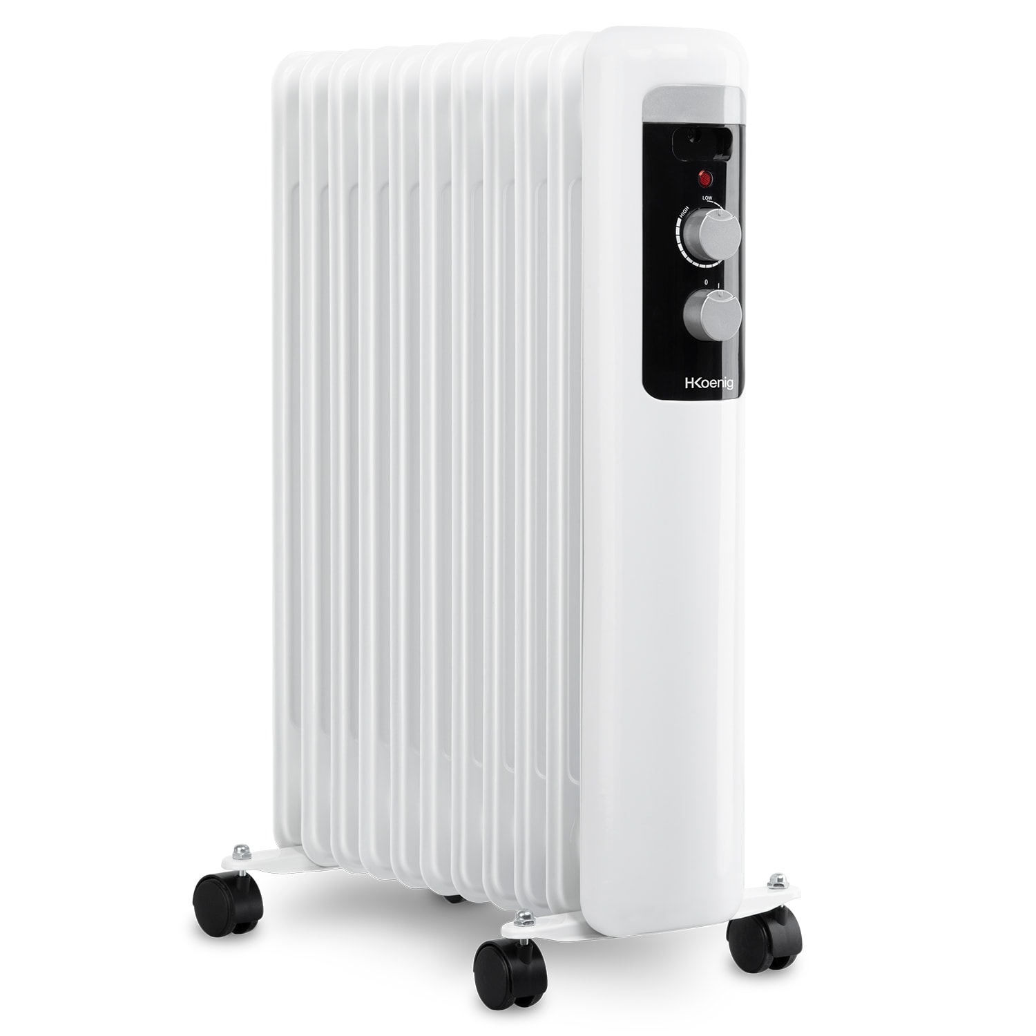 H.Koenig WARM110 &Ouml;lradiator, 3 Stufen, elektrisch, geringer Energieverbrauch, automatische Abschaltung, einstellbarer Thermostat, mobil, wei&szlig;, 2500W - Bild 1