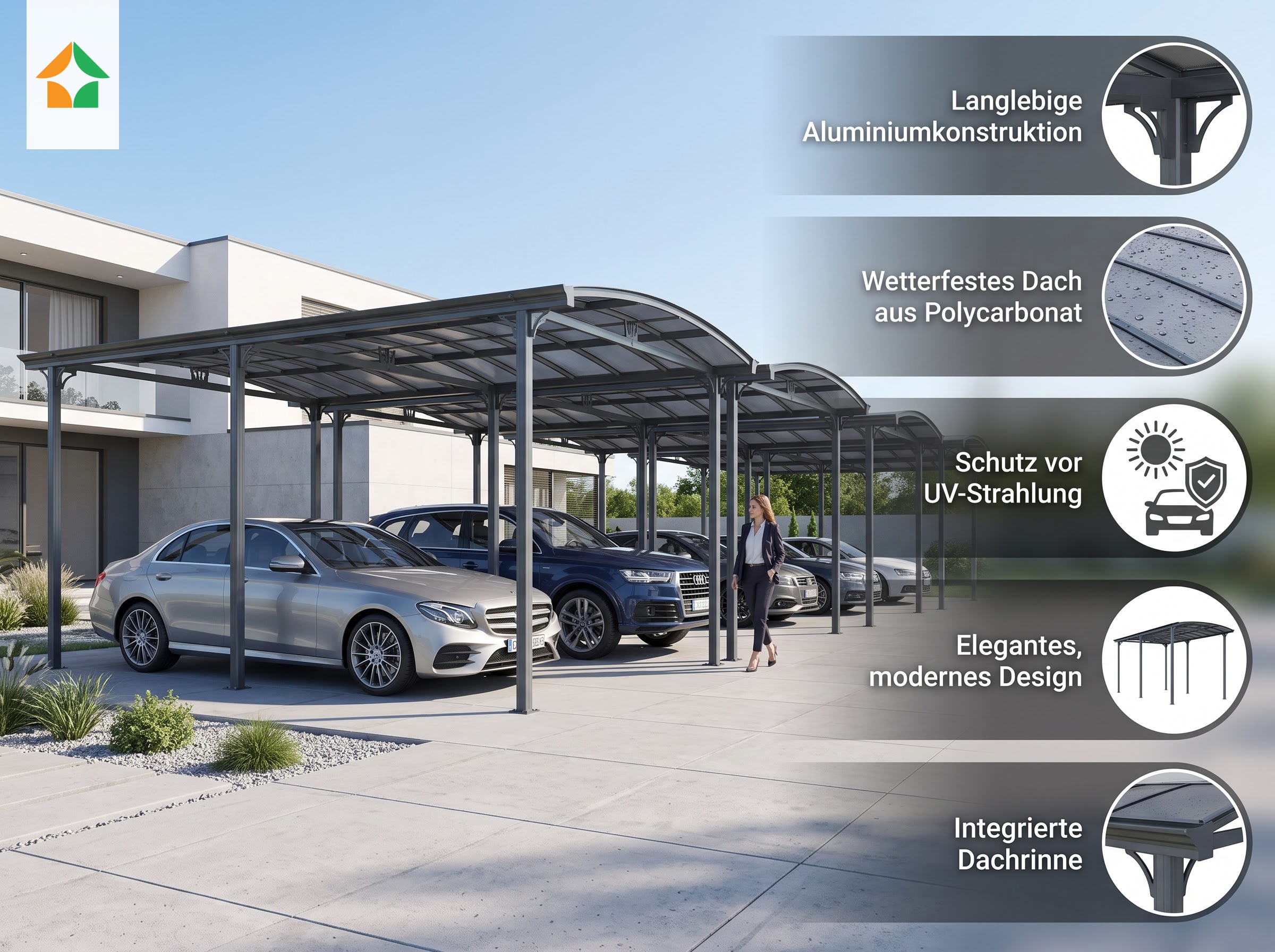 Aluminium Wohnmobil-Carport Premium ca. 760 x 360 x 360 cm &ndash; Anthrazit - Bild 1