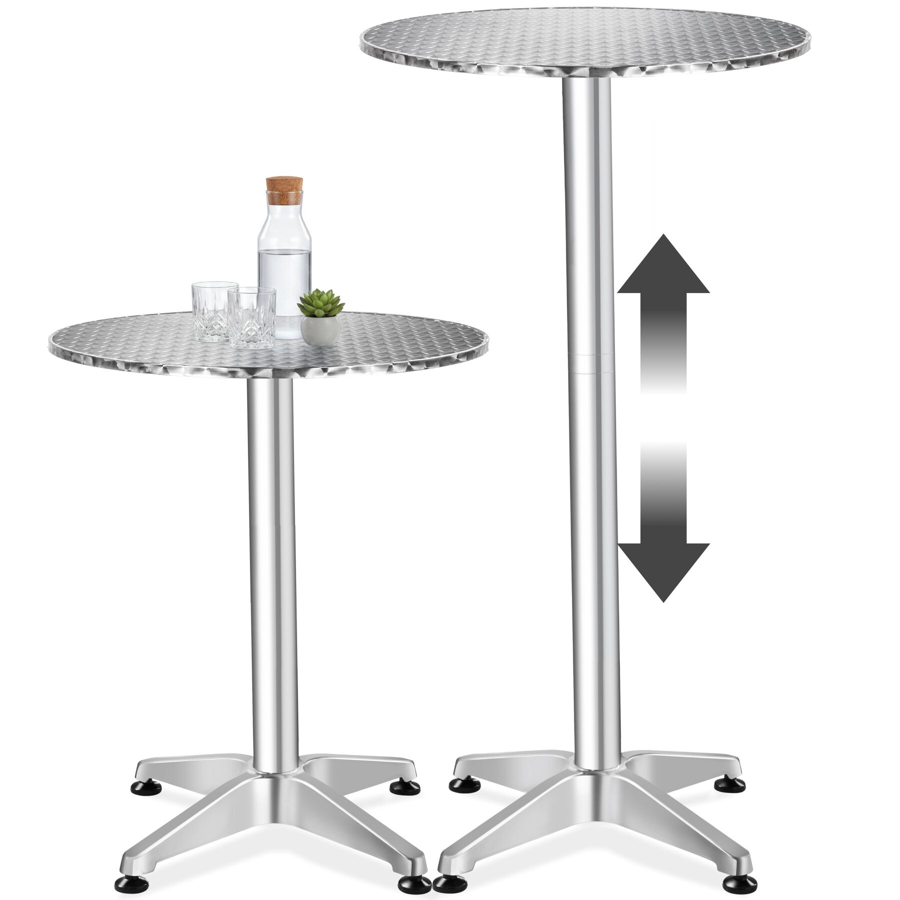 tectake&reg; Aluminium-Bistrotisch, wetterfest, Zementsockel, Belastbarkeit 60 kg, h&ouml;henverstellbare Kunststofff&uuml;&szlig;e - Bild 1