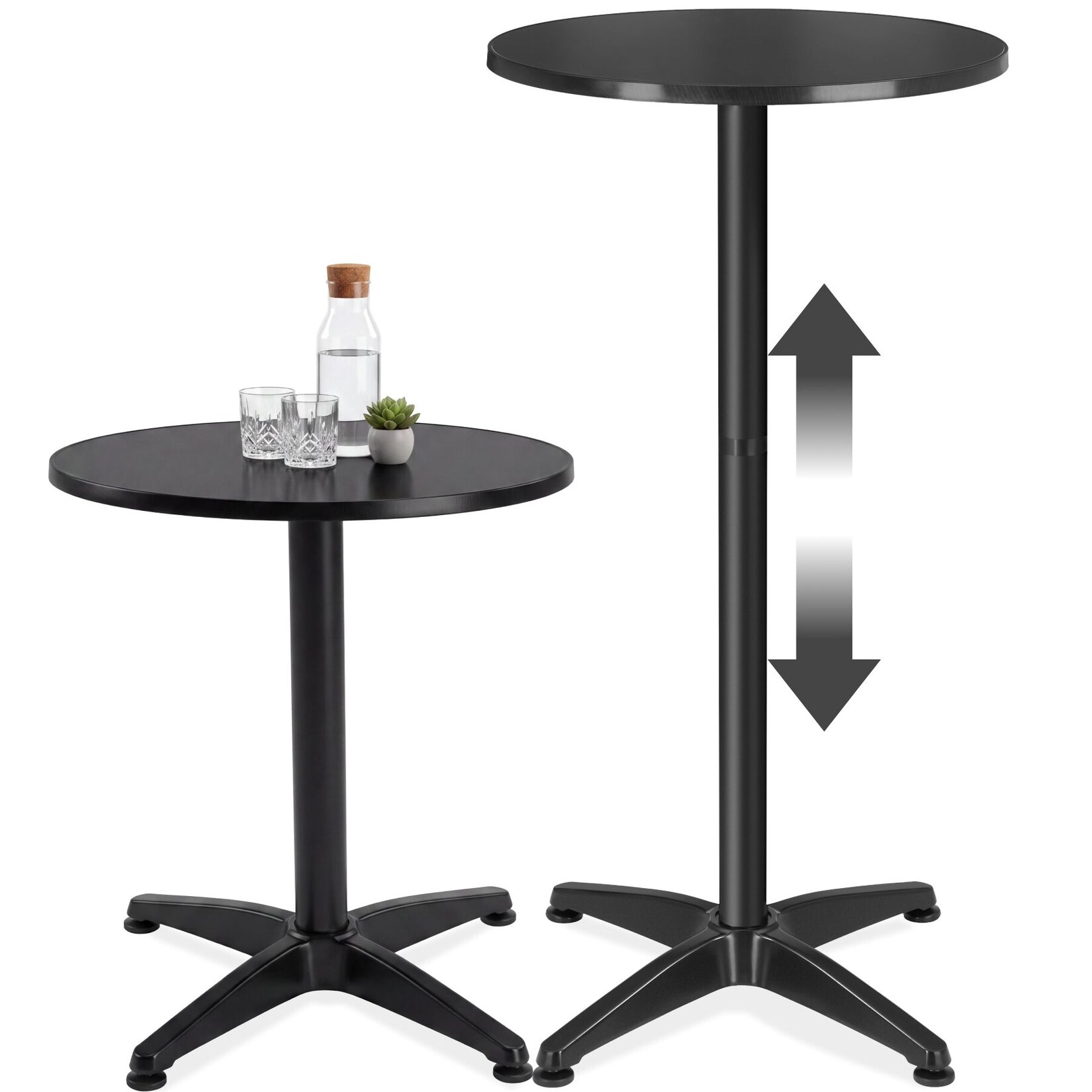 tectake® Aluminium-Bistrotisch, wetterfest, Zementsockel, Belastbarkeit , höhenverstellbare Kunststofffüße
