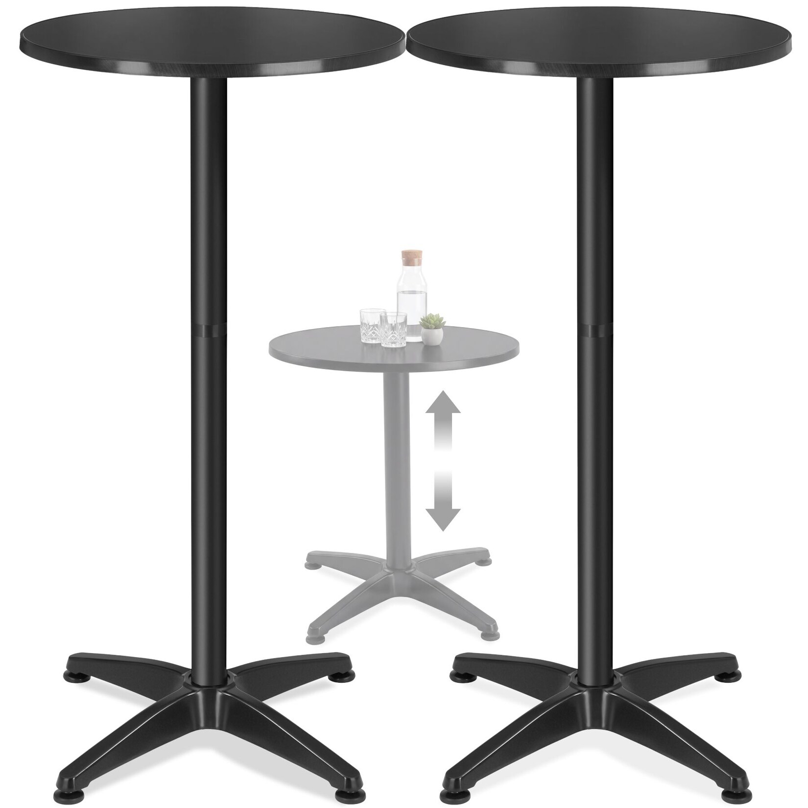 tectake® Aluminium-Bistrotisch, wetterfest, Zementsockel, Belastbarkeit , höhenverstellbare Kunststofffüße