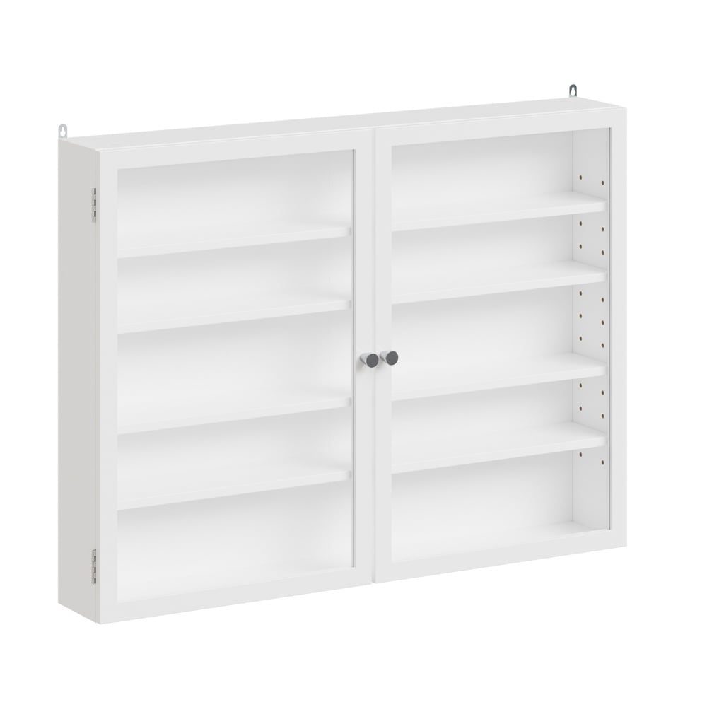 SoBuy Wandschrank, Vitrinenschrank, Modellschrank mit 2 T&uuml;ren Wei&szlig; 80x12,2x60cm Modern - Bild 1