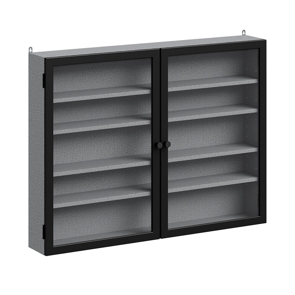 SoBuy Wandvitrine mit 2 Türen Grau 80x12,2x60cm Modern