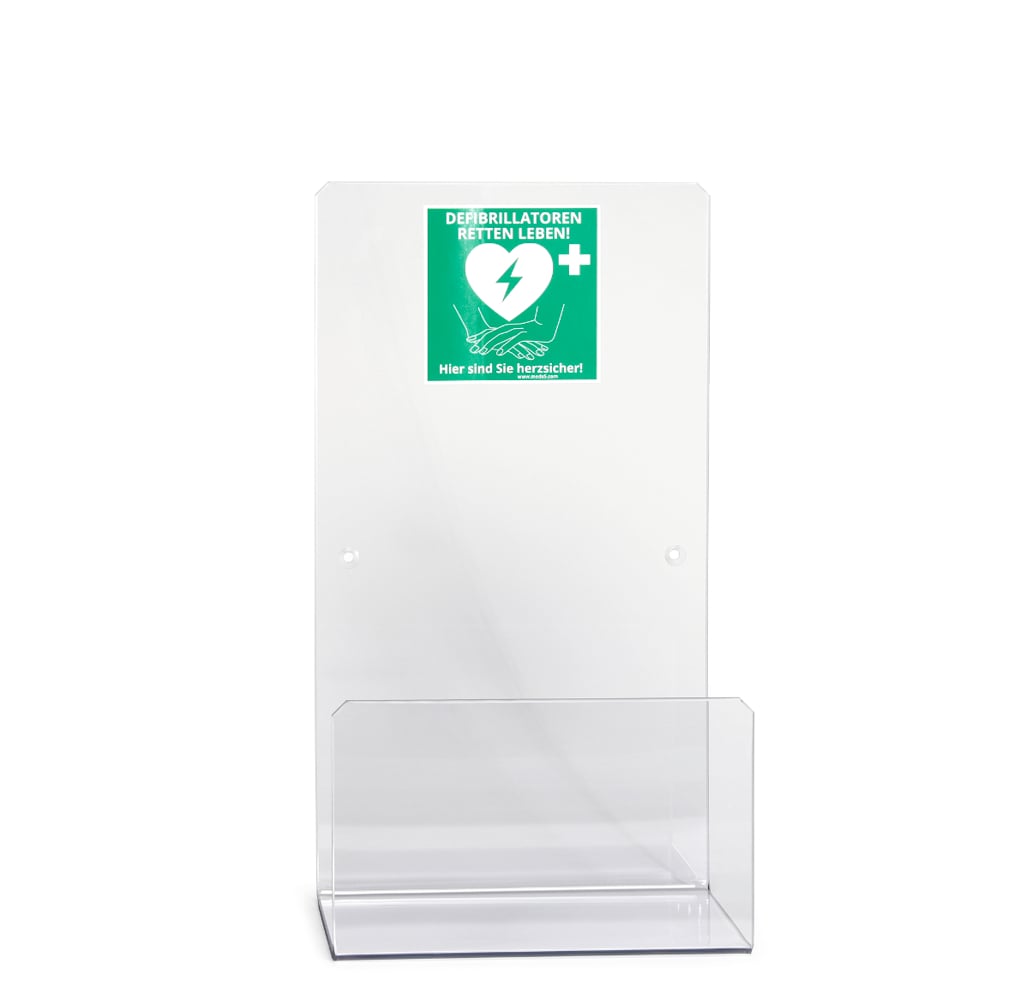 Universelle AED-Wandhalterung Gr&ouml;&szlig;e L aus Acrylglas f&uuml;r innen - Bild 1