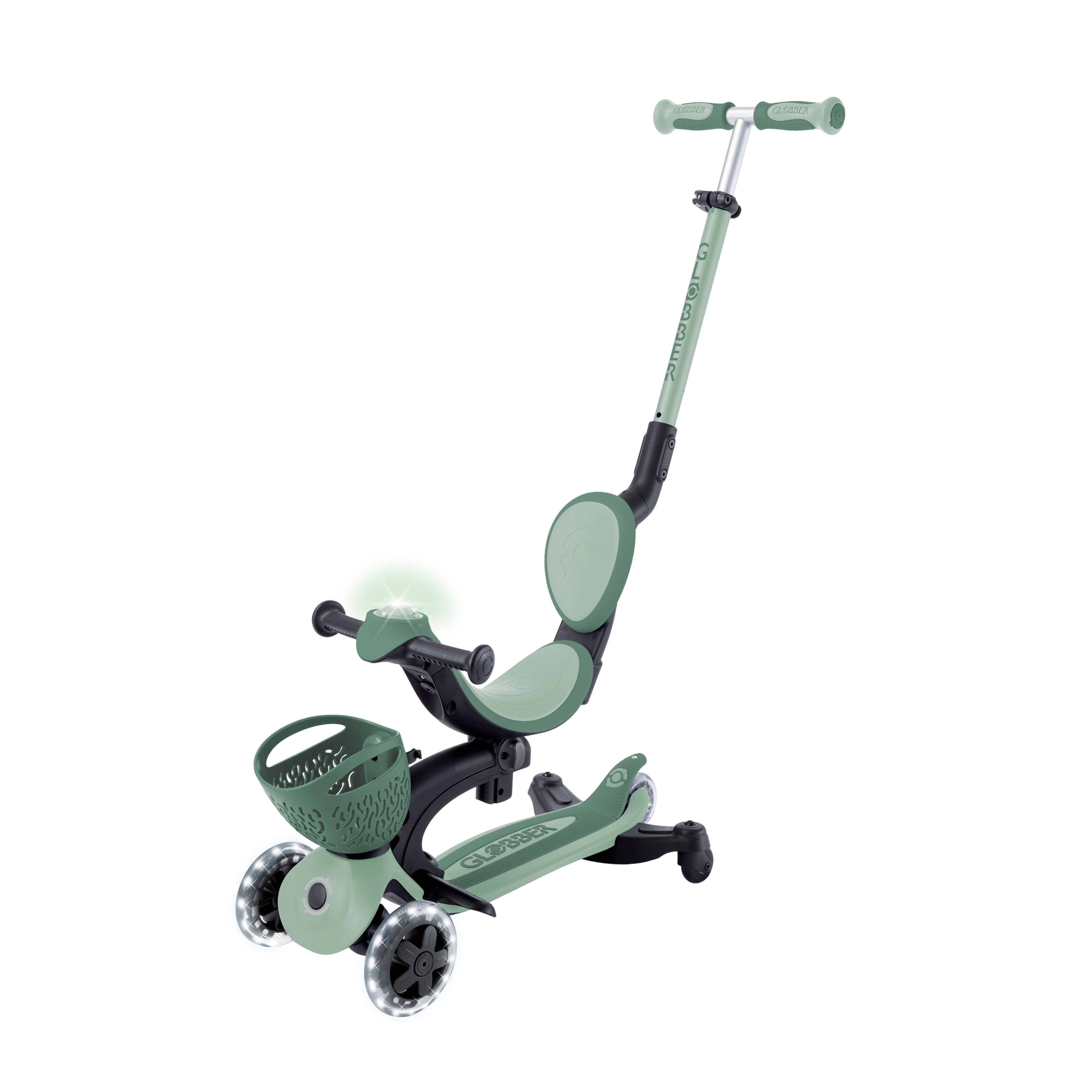 GLOBBER GO-UP BABY 360 LIGHTS salbei gr&uuml;n, mit Leuchtrollen und Leuchtmodul - Bild 1