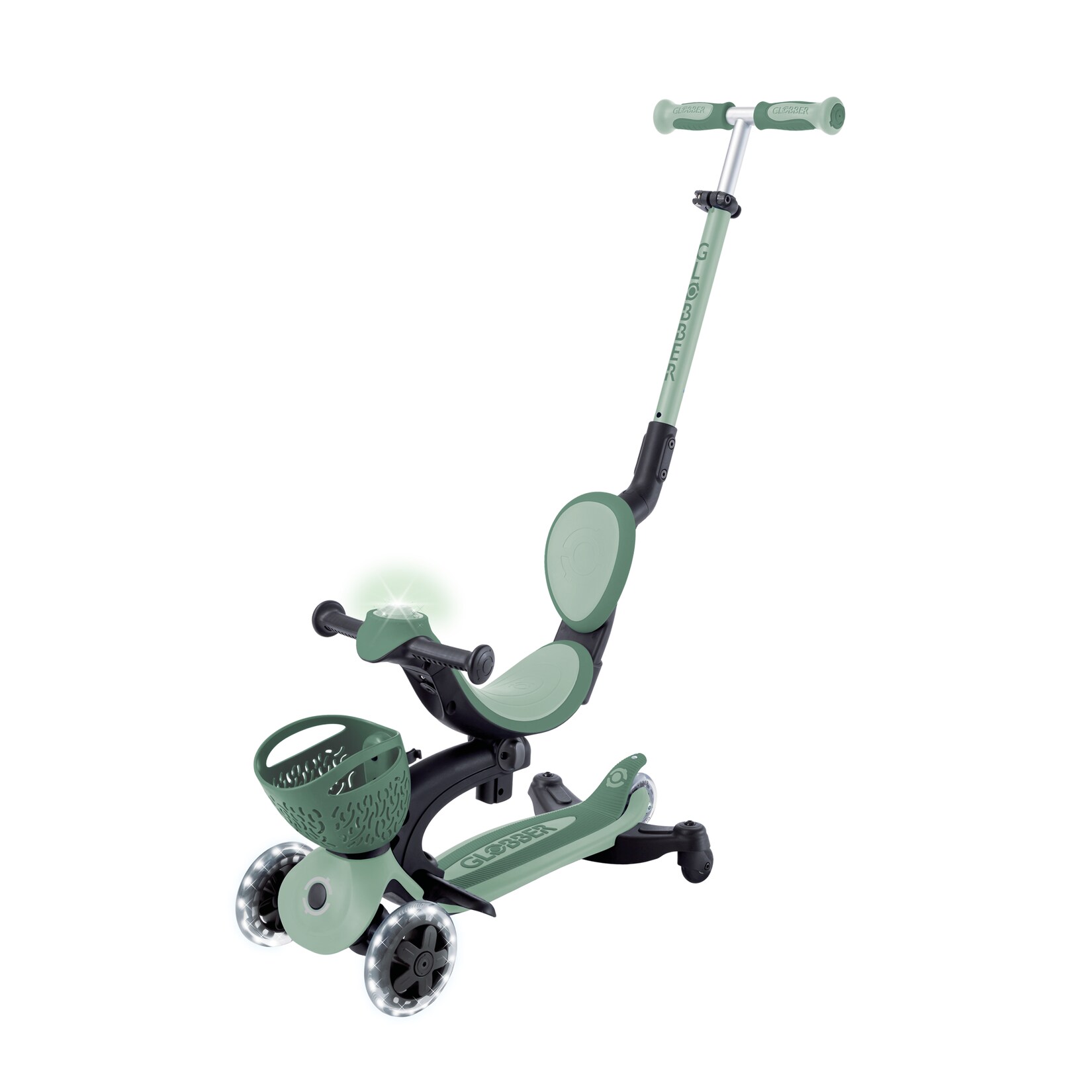 GLOBBER GO-UP BABY 360 LIGHTS salbei grün, mit Leuchtrollen und Leuchtmodul