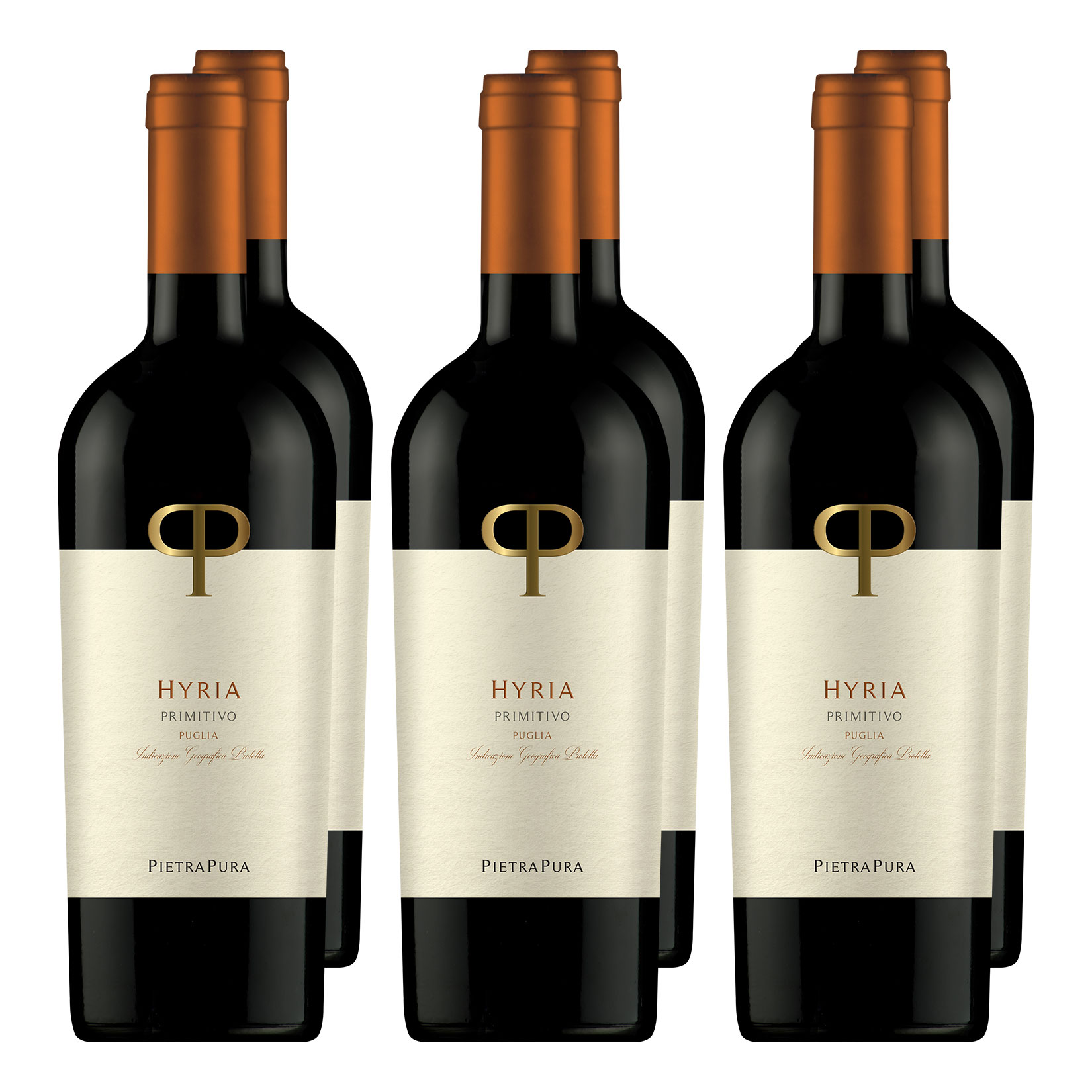 PietraPura Hyria Primitivo Puglia IGP 13,5 % vol 0,75 Liter, 6er Pack - Bild 1