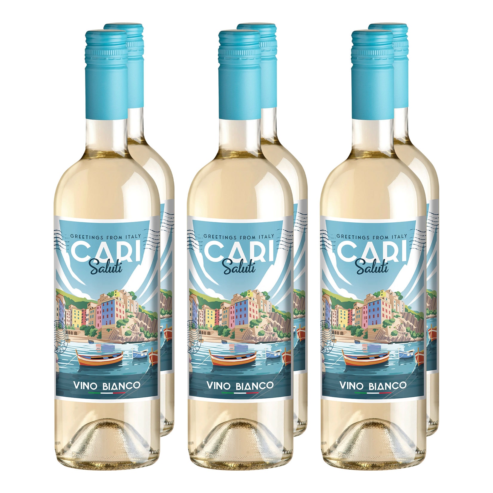 Cari Saluti Vino Bianco d'Italia 10,5 % vol 0,75 Liter, 6er Pack - Bild 1