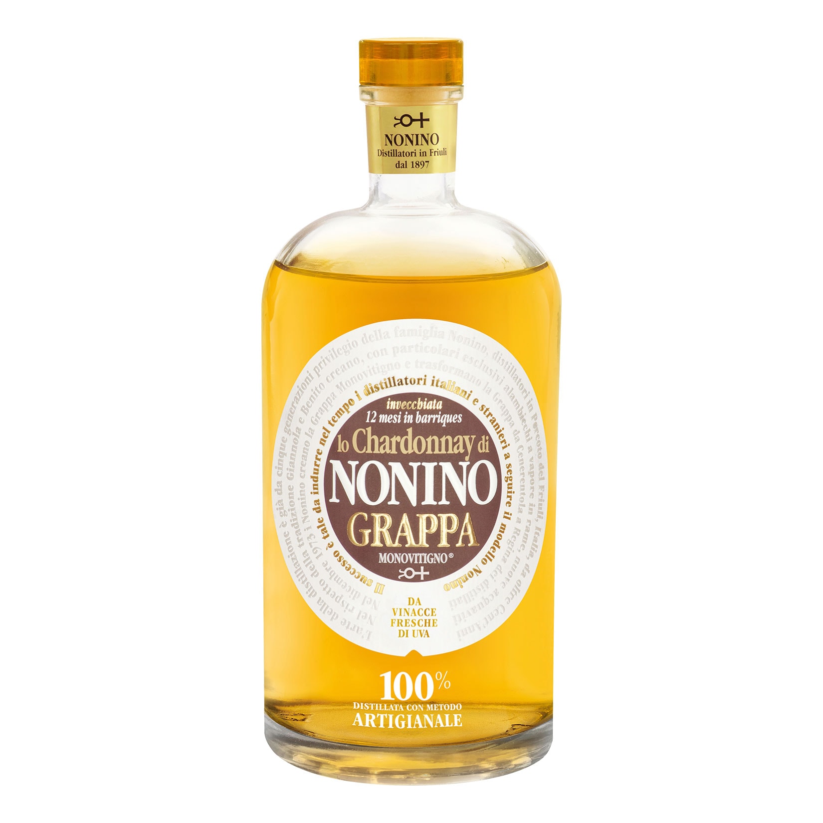 Nonino Grappa Lo Chardonnay Monovitigno im Barrique gereift 41,0 % vol 0,7 Liter - Bild 1