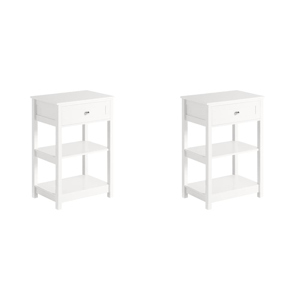 SoBuy Nachttisch mit Schublade, Beistelltisch mit Regal, schmale Kommode mit einer Schublade Wei&szlig; - Bild 1