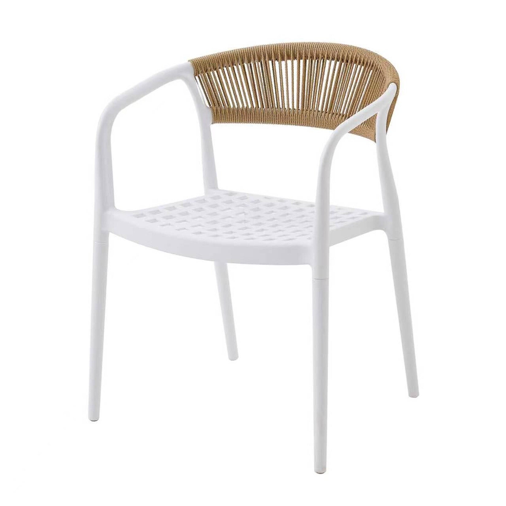 Casa Pura Gartenstuhl   Solaro   UV-beständiges PP & handgeflochtene Seil-Rückenlehne   Weiß