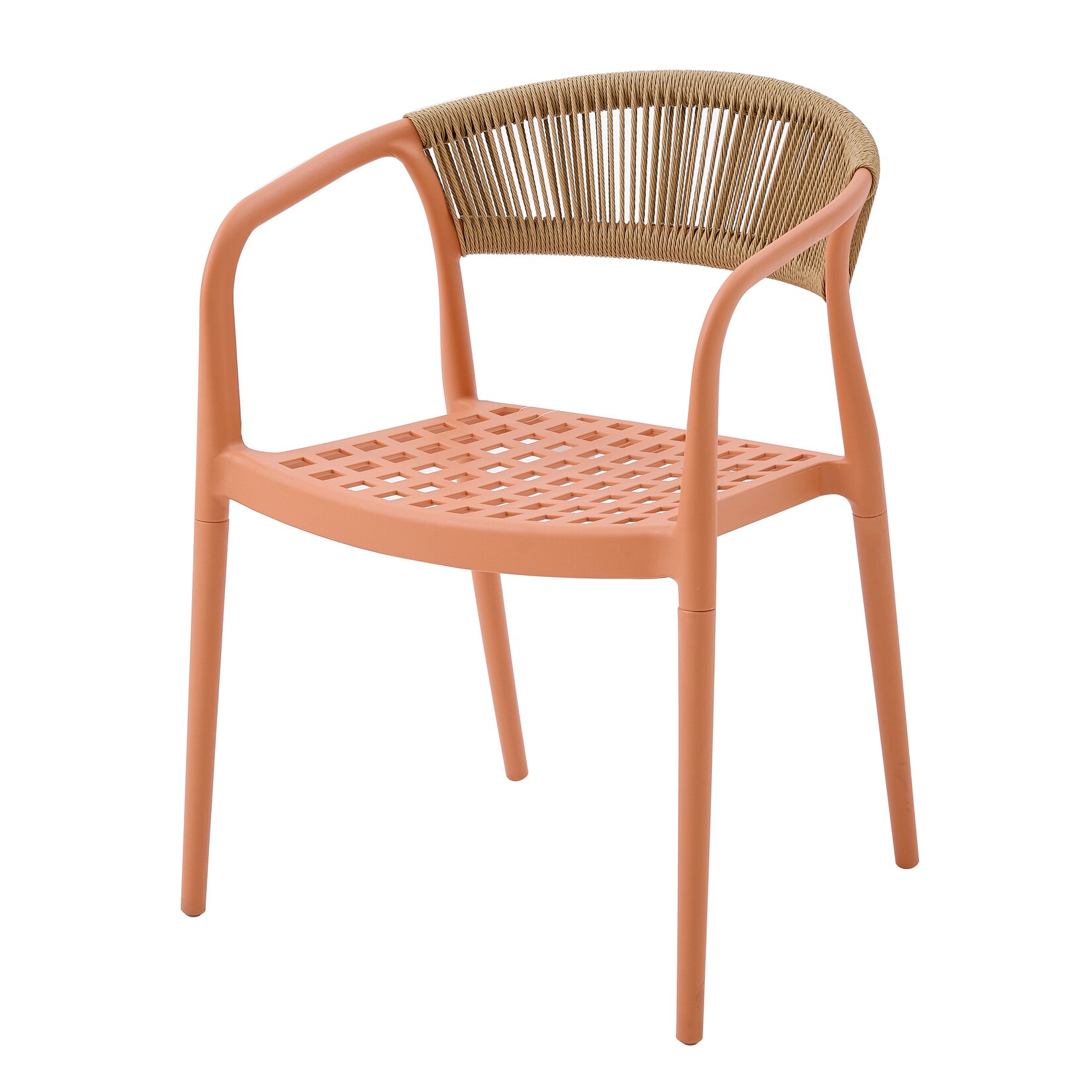 Casa Pura Gartenstuhl   Solaro   UV-beständiges PP & handgeflochtene Seil-Rückenlehne   Orange