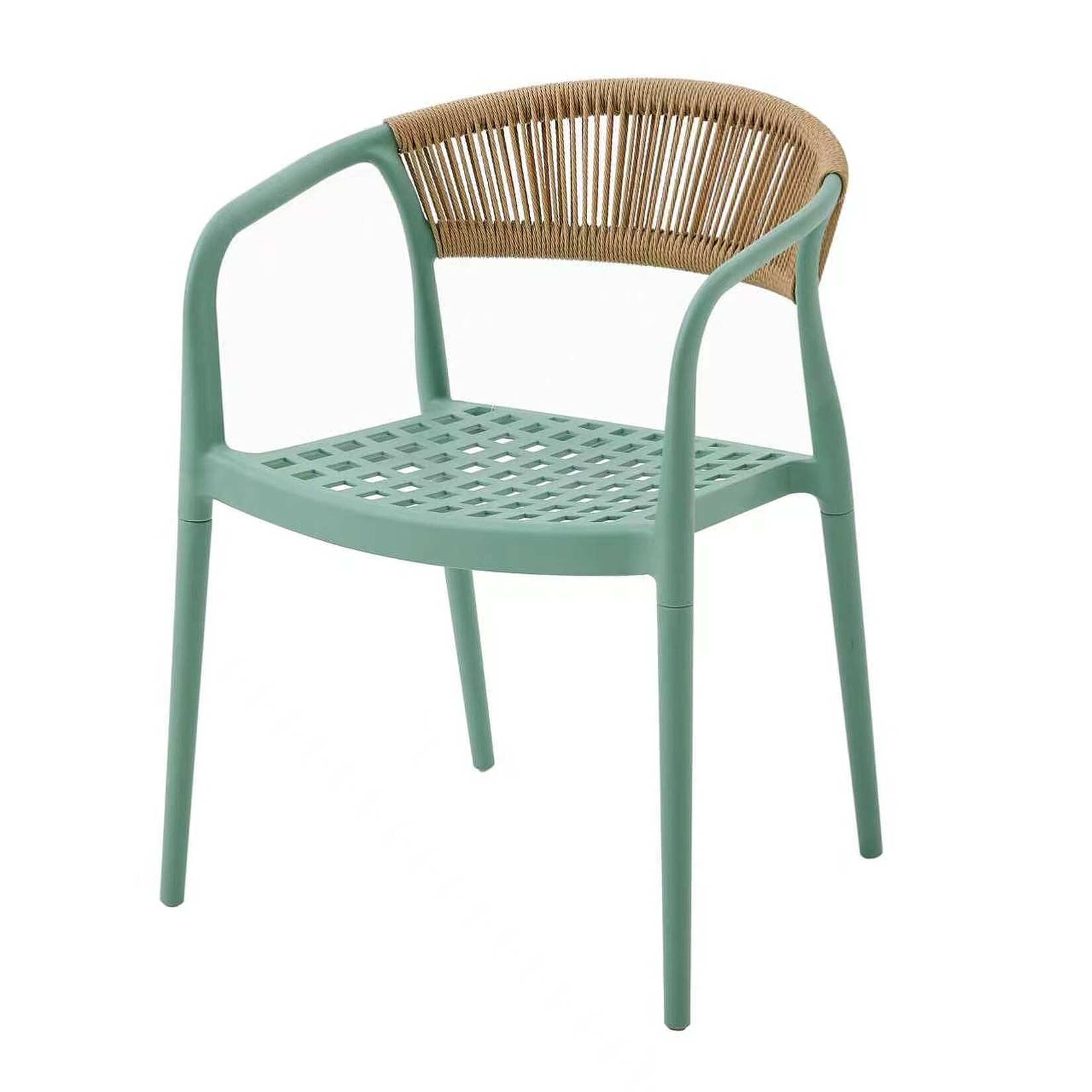 Casa Pura Gartenstuhl   Solaro   UV-beständiges PP & handgeflochtene Seil-Rückenlehne   Grün