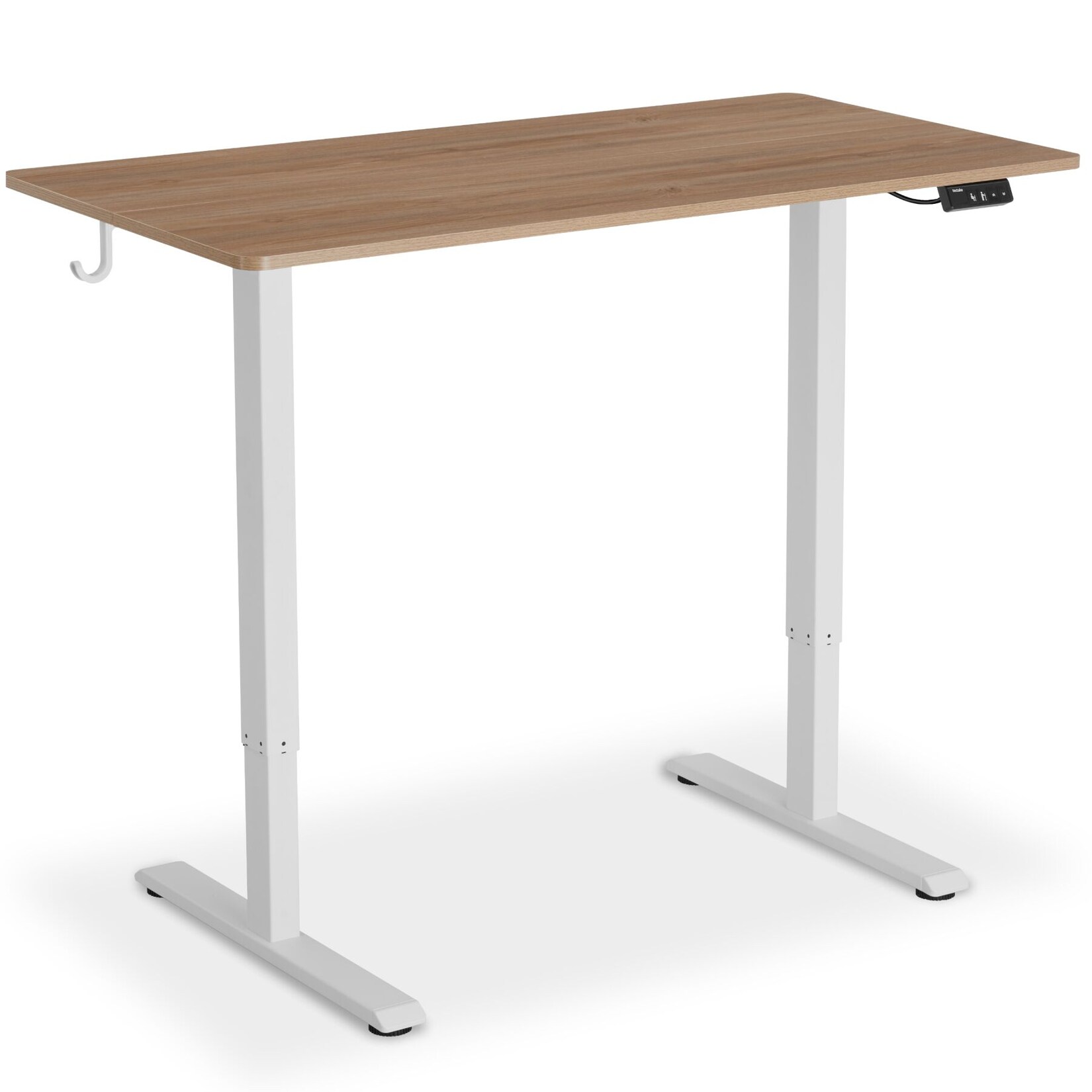 tectake® Höhenverstellbarer Schreibtisch, elektrisch, 2-stufig, intuitives Bedienpanel mit LCD-Anzeige, 120 x 60 x 71 – 116 cm