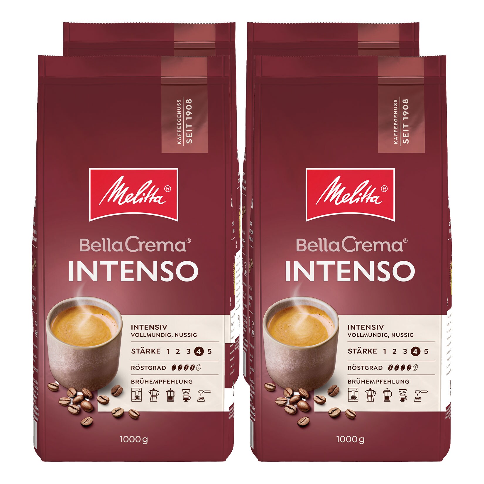 Melitta Bella Crema Intenso ganze Bohne 1 kg, 4er Pack - Bild 1