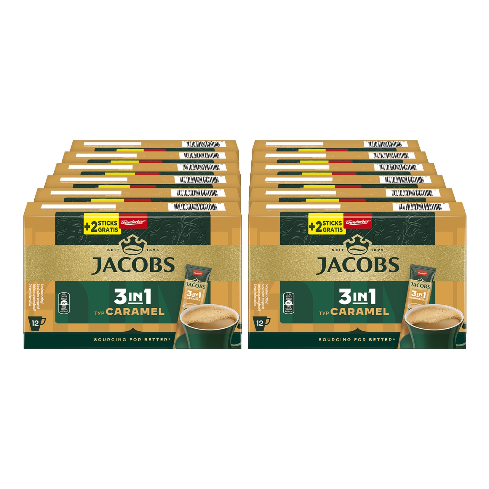 Jacobs 3 in 1 Caramel 112 g, 12er Pack - Bild 1