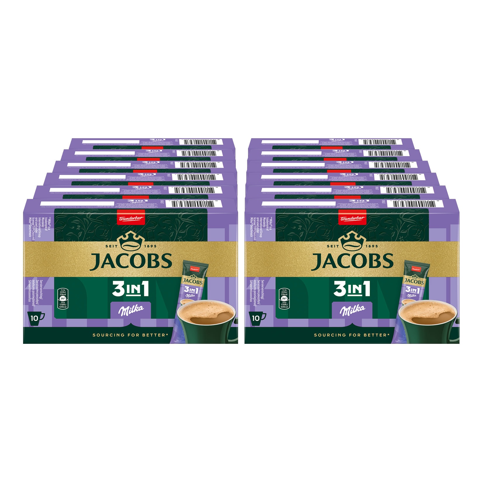 Jacobs 3 in 1 Milka 124 g, 12er Pack - Bild 1