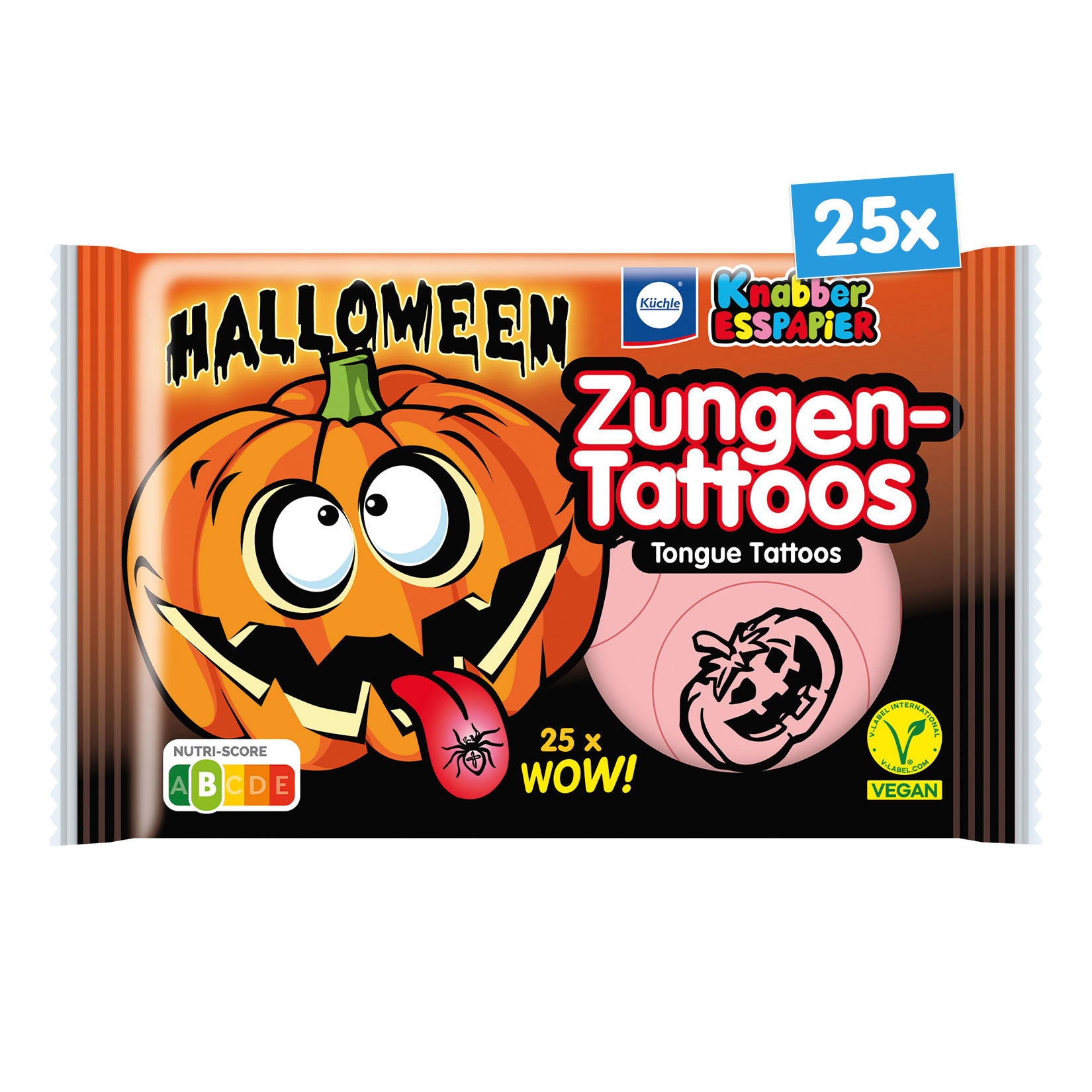 Knabber-Esspapier "Halloween" Zungen-Tattoos 11 g, 25er Pack - Bild 1