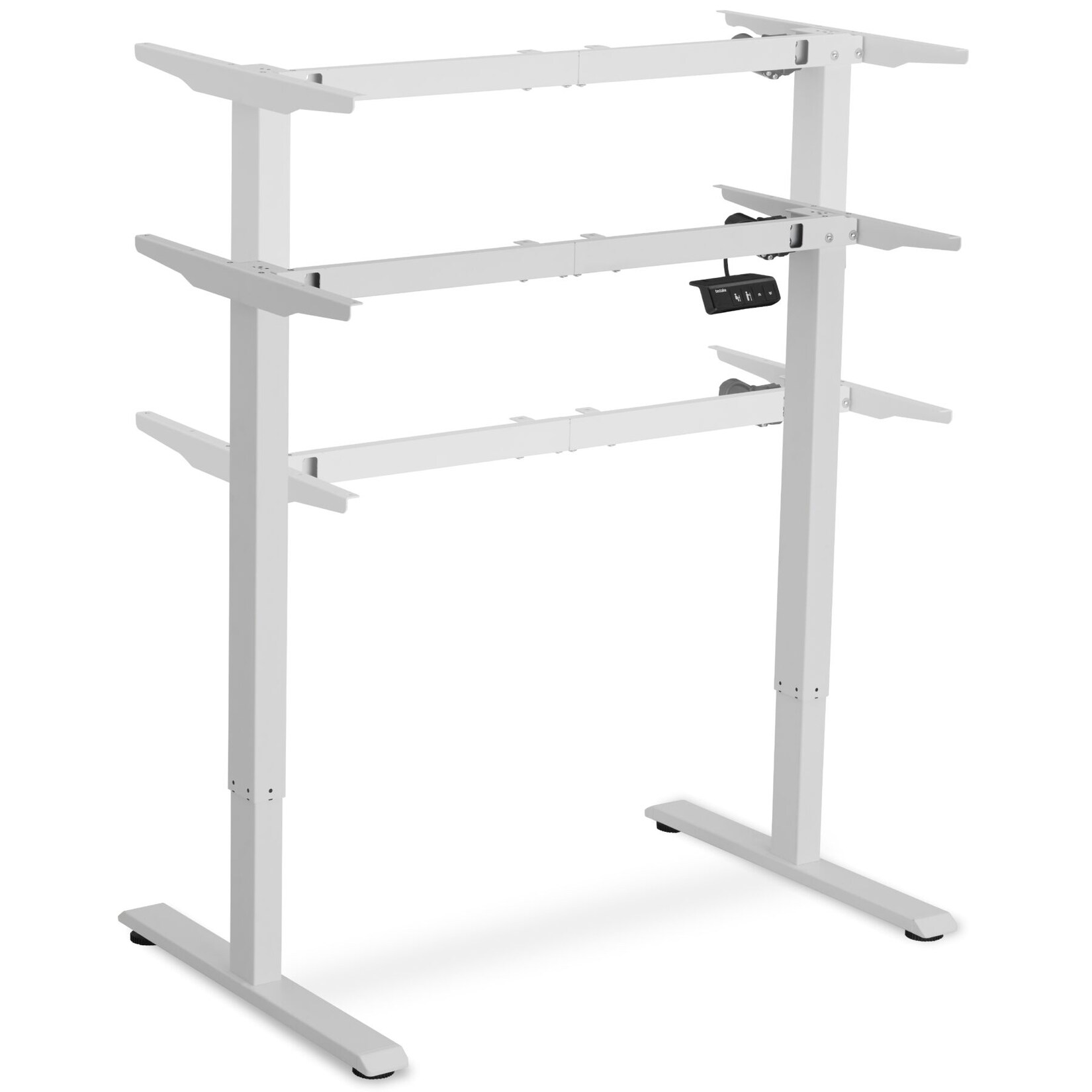 tectake® Höhenverstellbarer Schreibtisch, elektrisch, 2-stufig, breitenverstellbar, höhenverstellbar von 71 – 116 cm, für Tischplatten 100 x 50 bis 160 x 70 cm