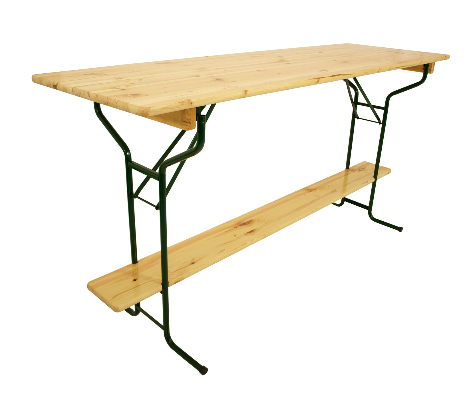 Stehtisch BAMBERG 220cm klappbar, Metall + Holz lackiert, mit Fuss-Stütze