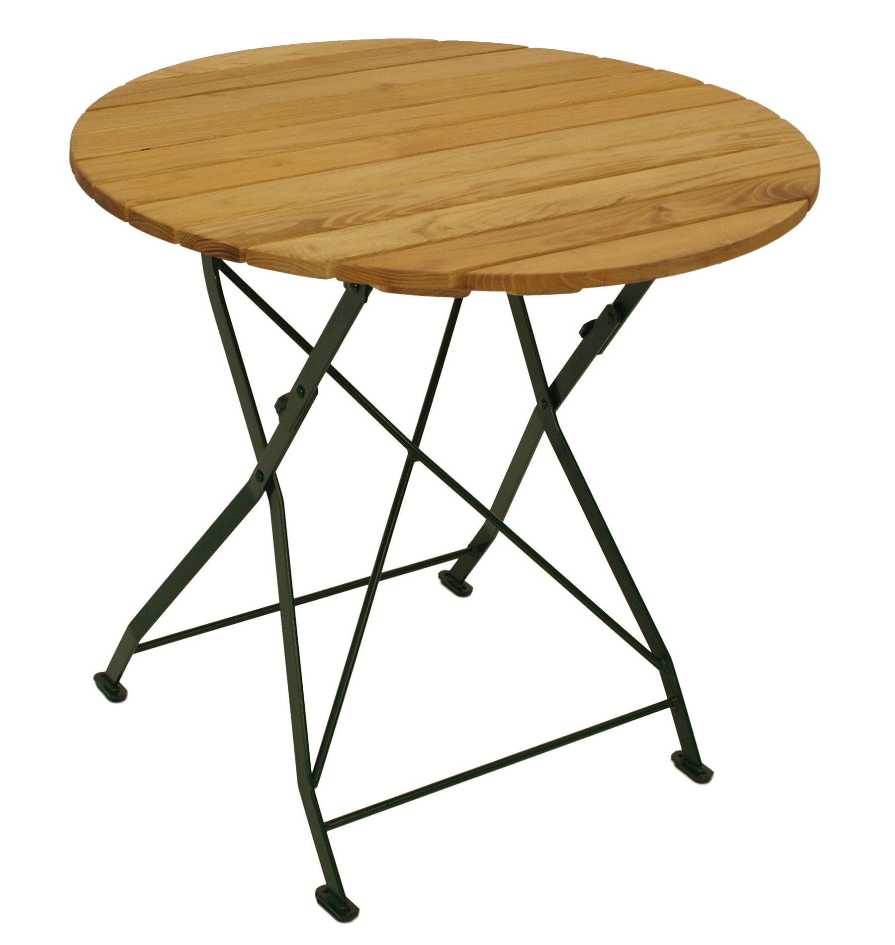 Klapptisch BAD T&Ouml;LZ 77cm rund, Flachstahl gr&uuml;n + Robinie - Bild 1