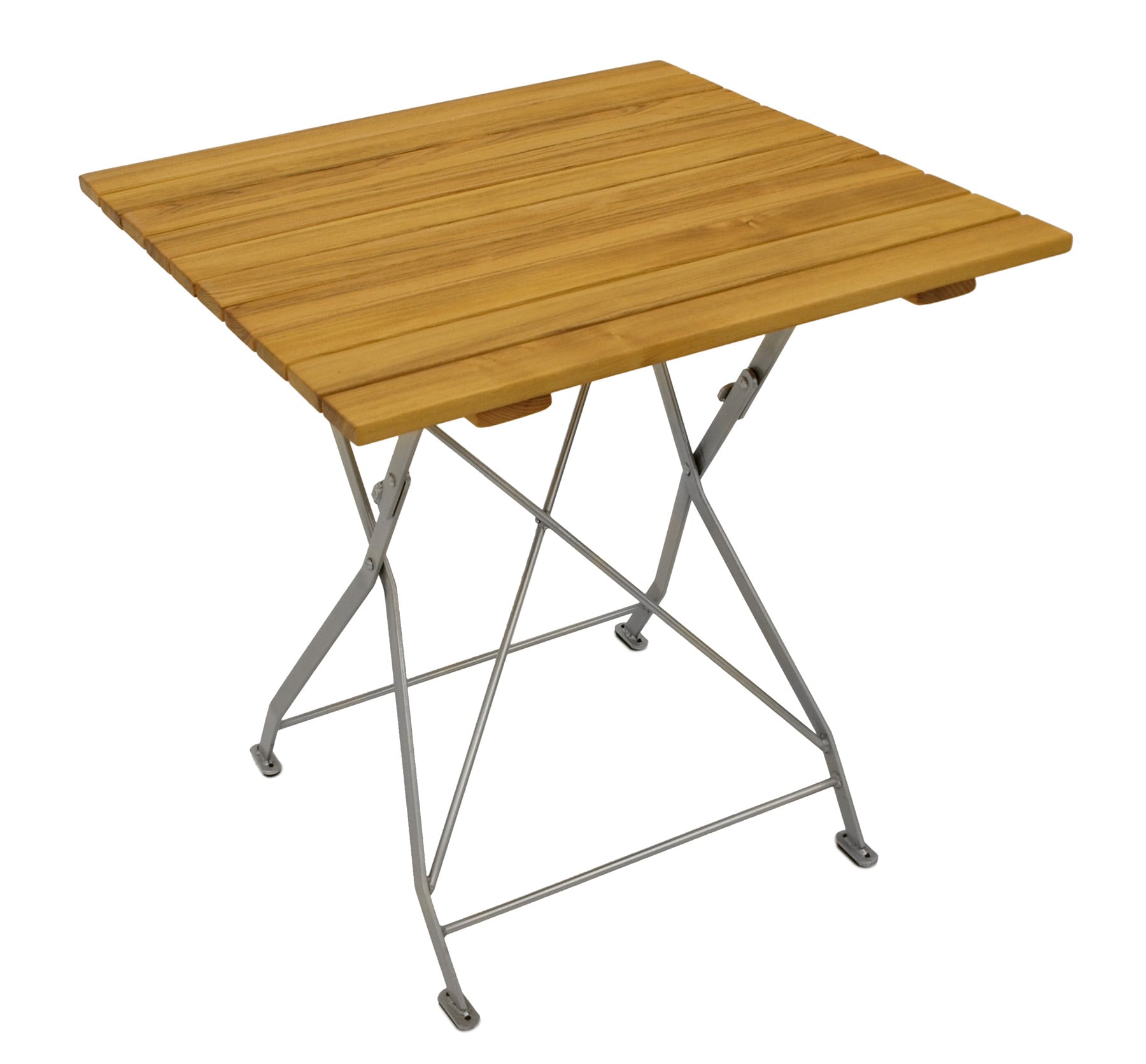 Klapptisch BAD T&Ouml;LZ 70x70cm, Flachstahl verzinkt + Robinie - Bild 1