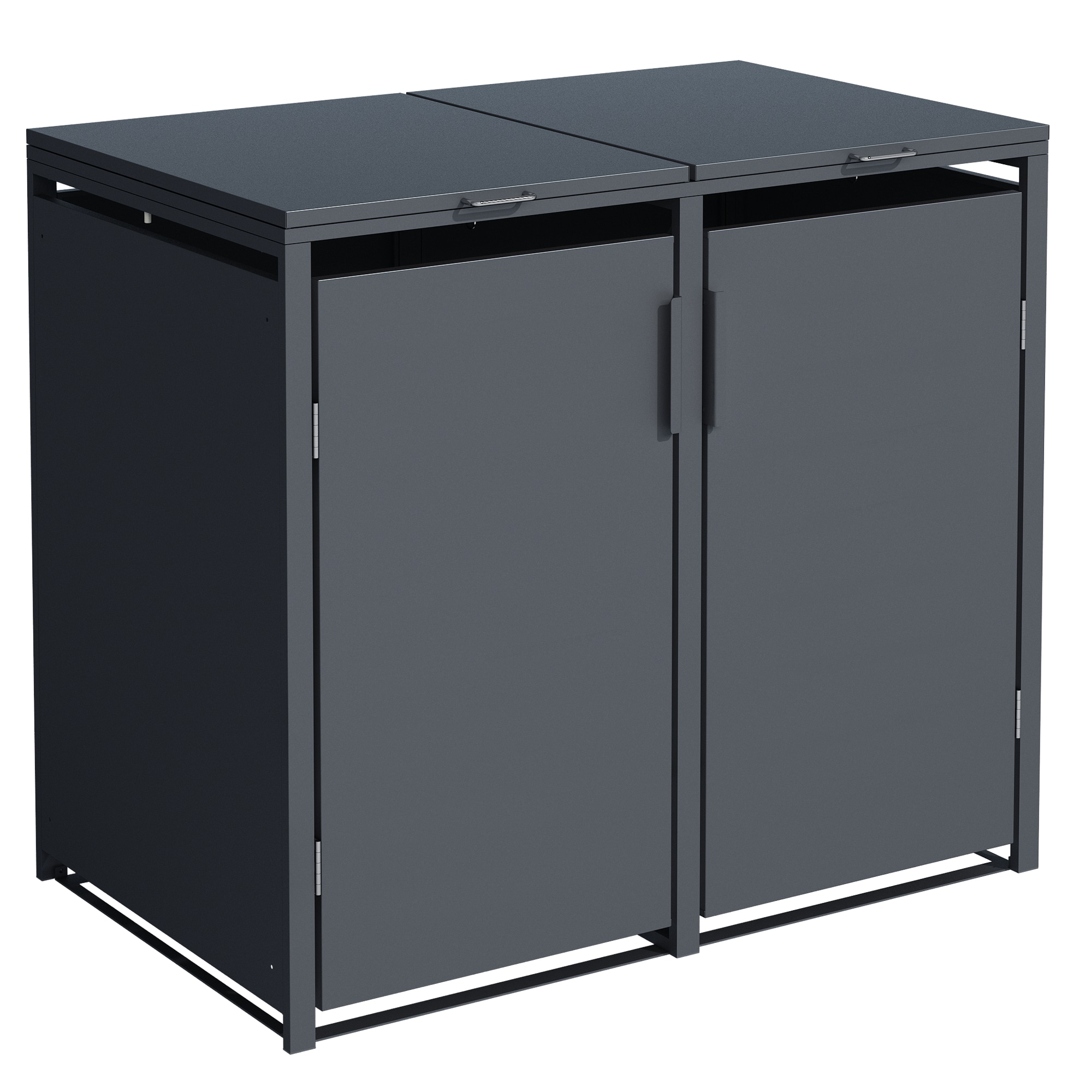 M&uuml;lltonnenbox M&Uuml;NCHEN 132x80x116cm f&uuml;r 2x Tonnen 120 und 240 Liter, Stahl anthrazit - Bild 1