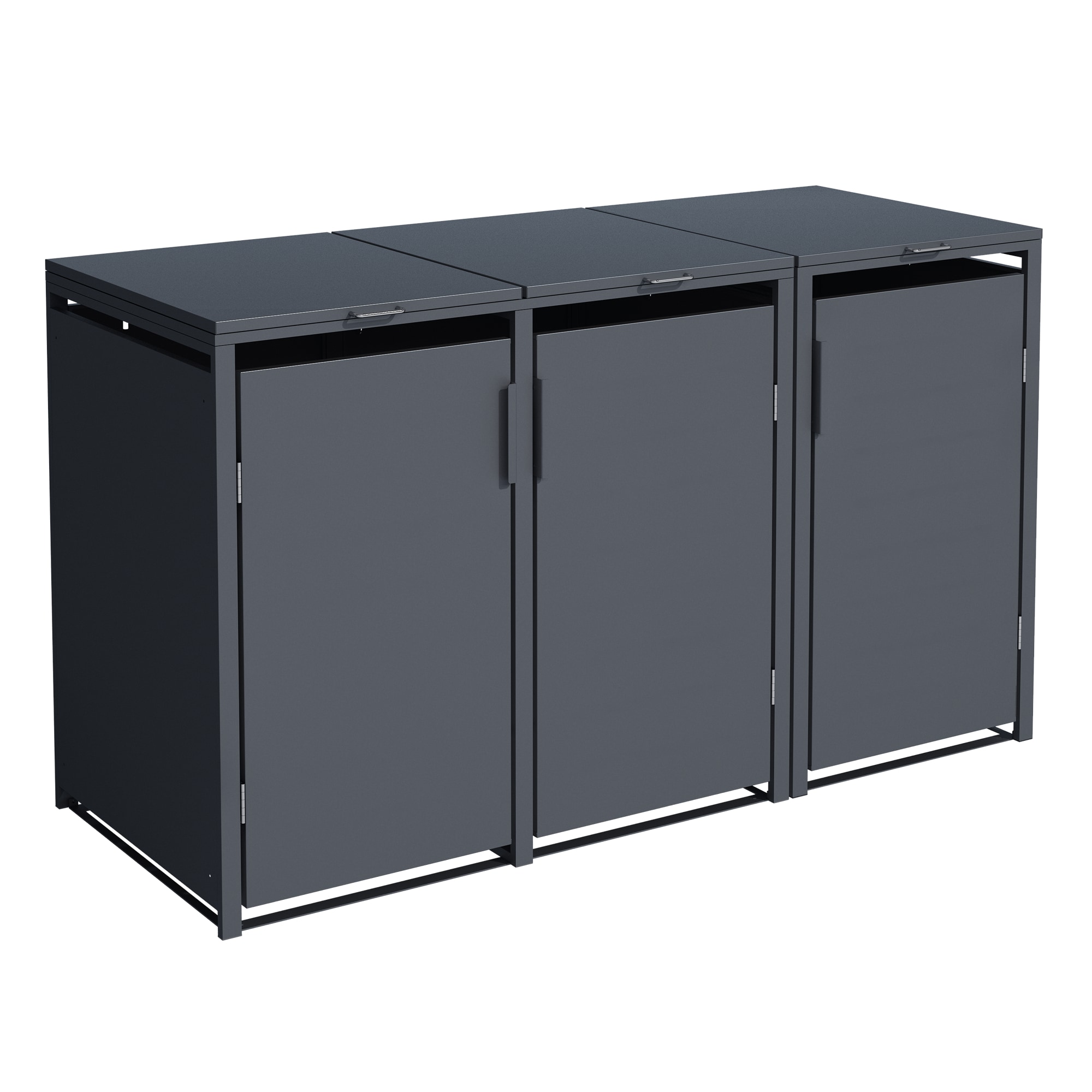 M&uuml;lltonnenbox M&Uuml;NCHEN 200x80x116cm f&uuml;r 3x Tonnen 120 und 240 Liter, Stahl anthrazit - Bild 1