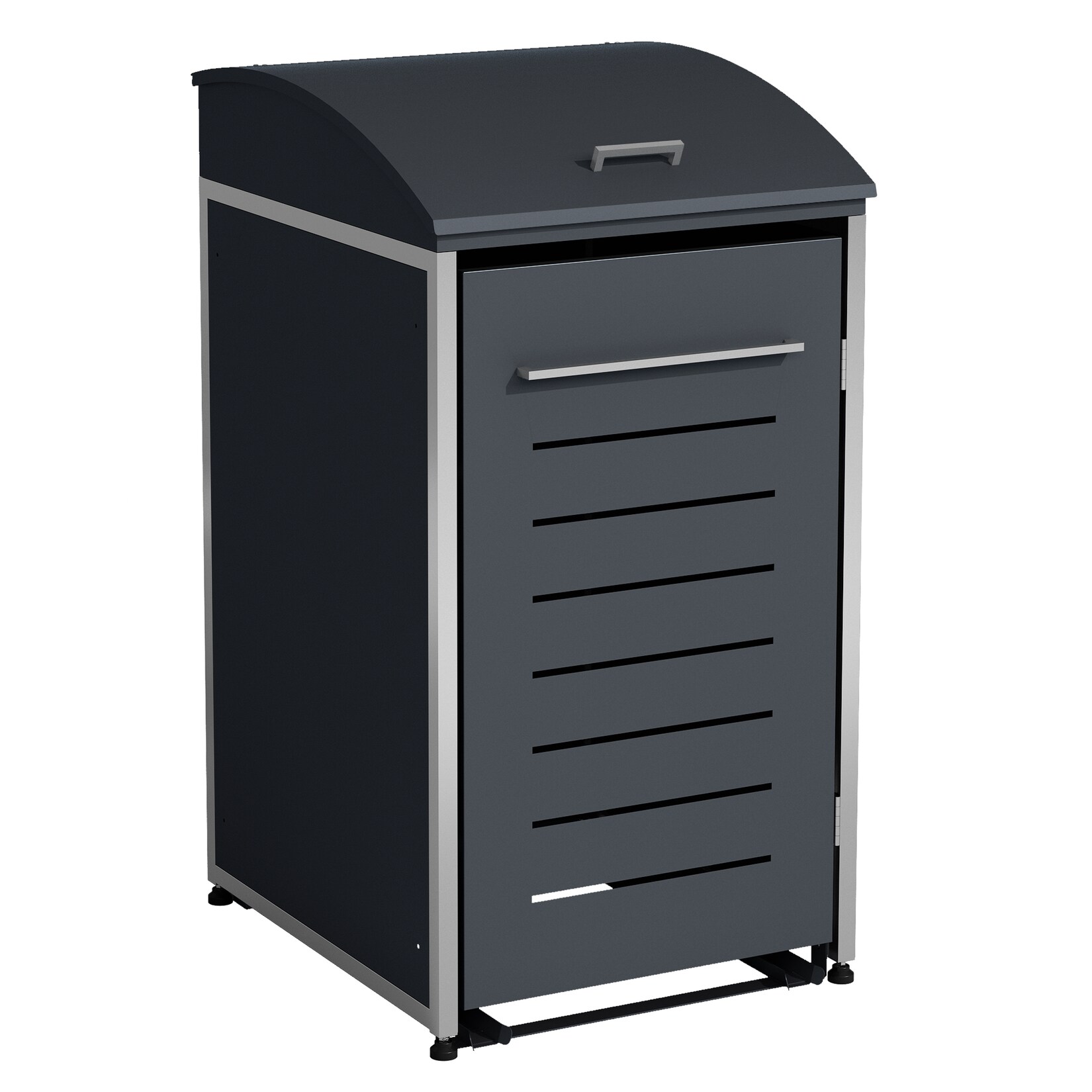 Mülltonnenbox KIEL 72x83x136cm für Tonnen 120 und 240 Liter, Stahl anthrazit + Edelstahl