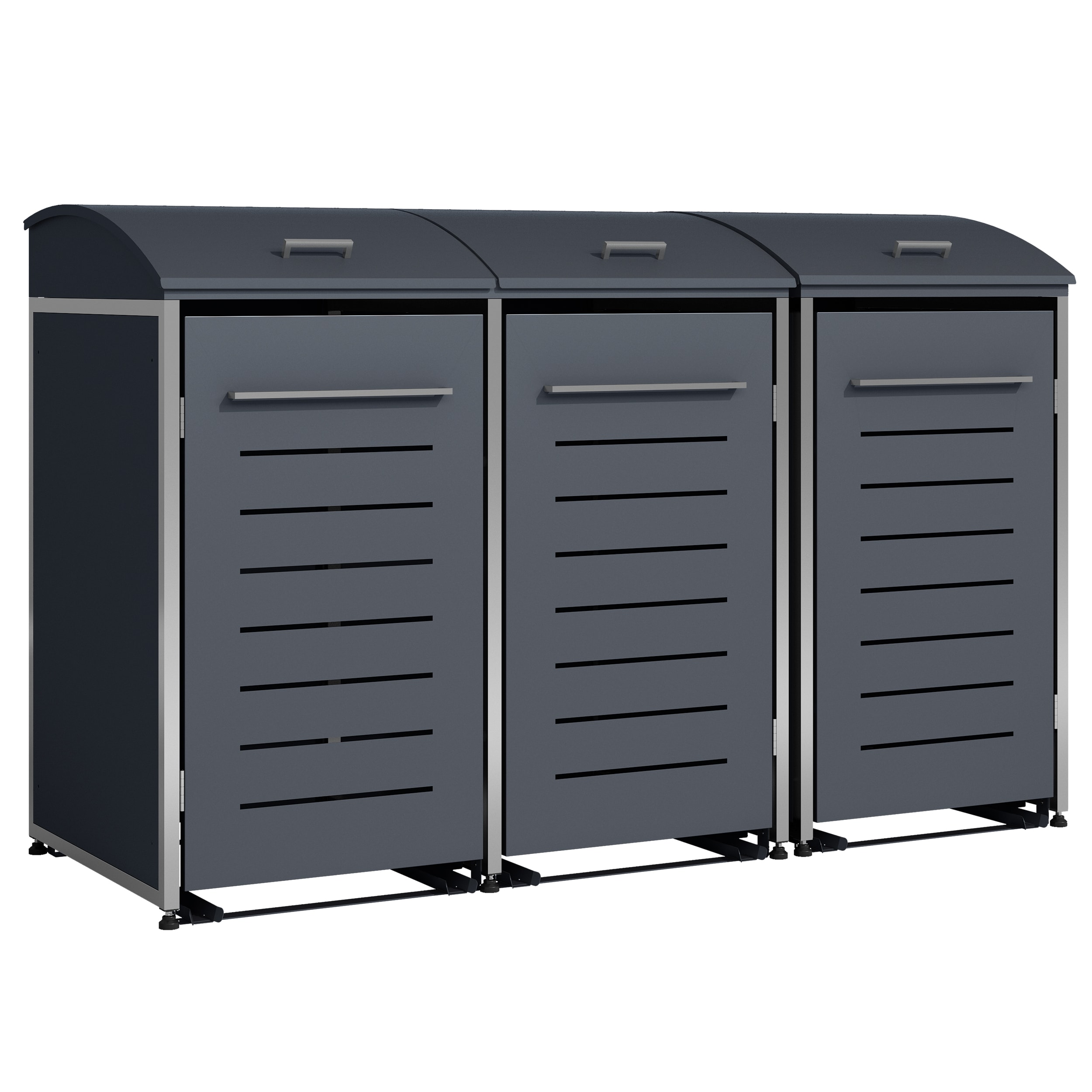 M&uuml;lltonnenbox KIEL 211x83x136cm f&uuml;r 3x Tonne 120 und 240 Liter, Stahl anthrazit + Edelstahl - Bild 1