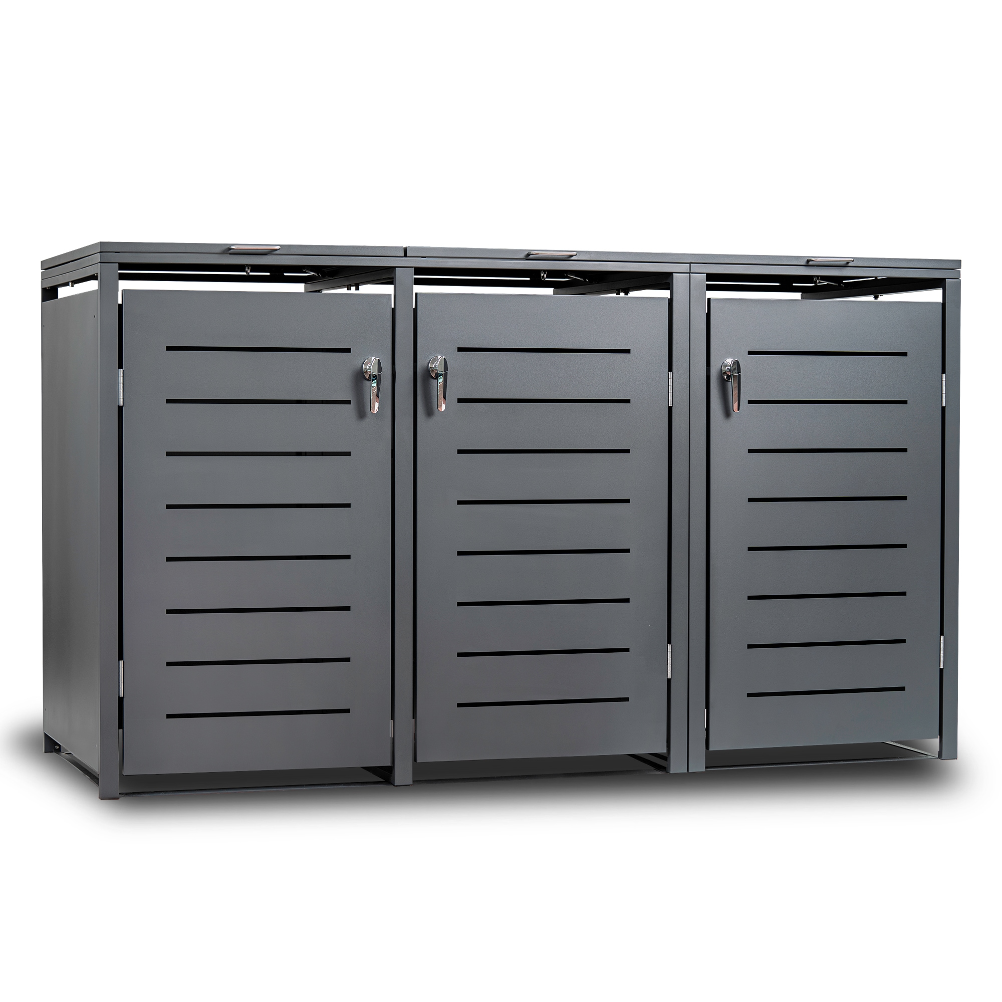 M&uuml;lltonnenbox K&Ouml;LN 200x80x116cm f&uuml;r 3x Tonnen 120 und 240 Liter, Stahl anthrazit - Bild 1