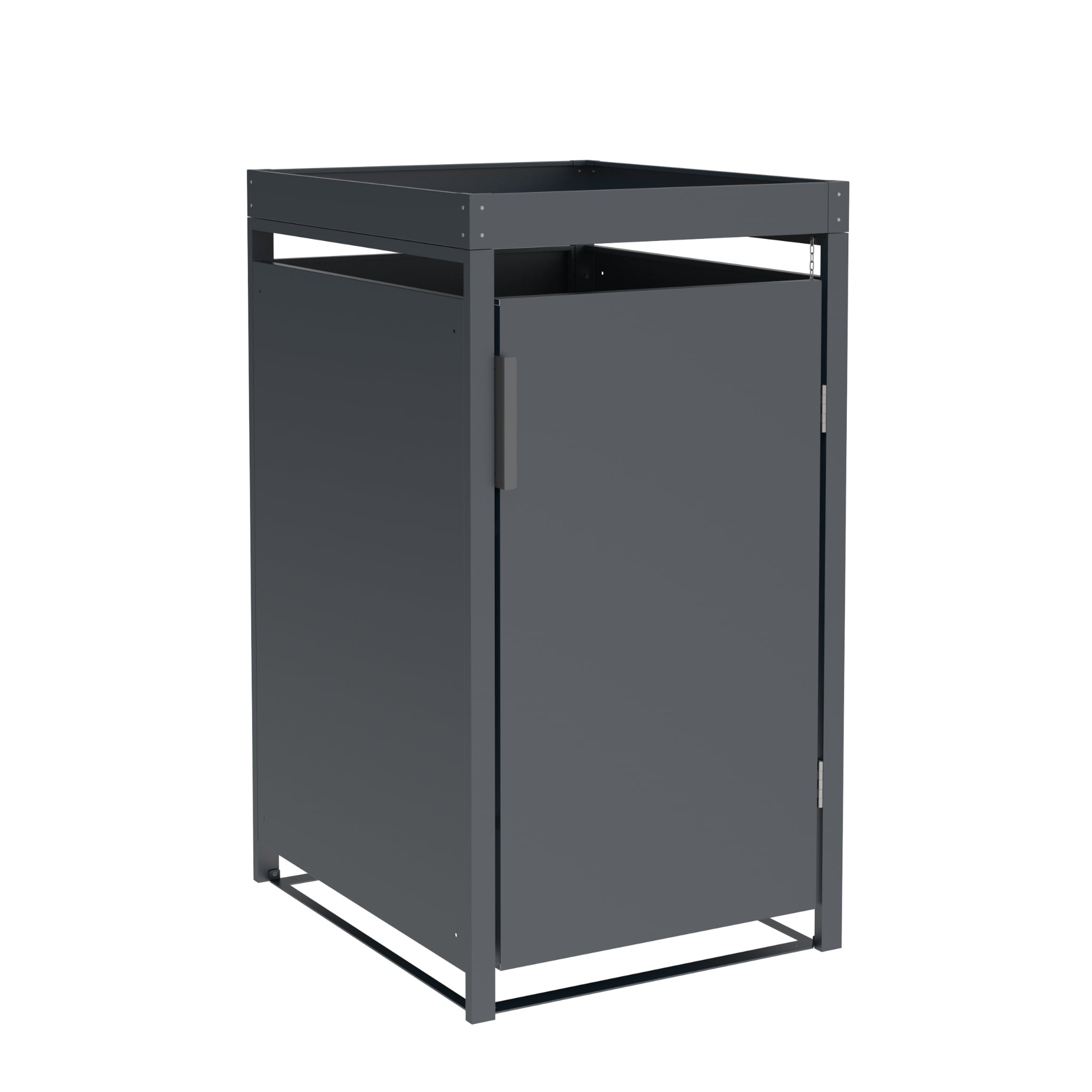 M&uuml;lltonnenbox ULM 68x80x124cm mit Pfanzkasten, f&uuml;r Tonnen 120 und 240 Liter, Stahl anthrazit - Bild 1
