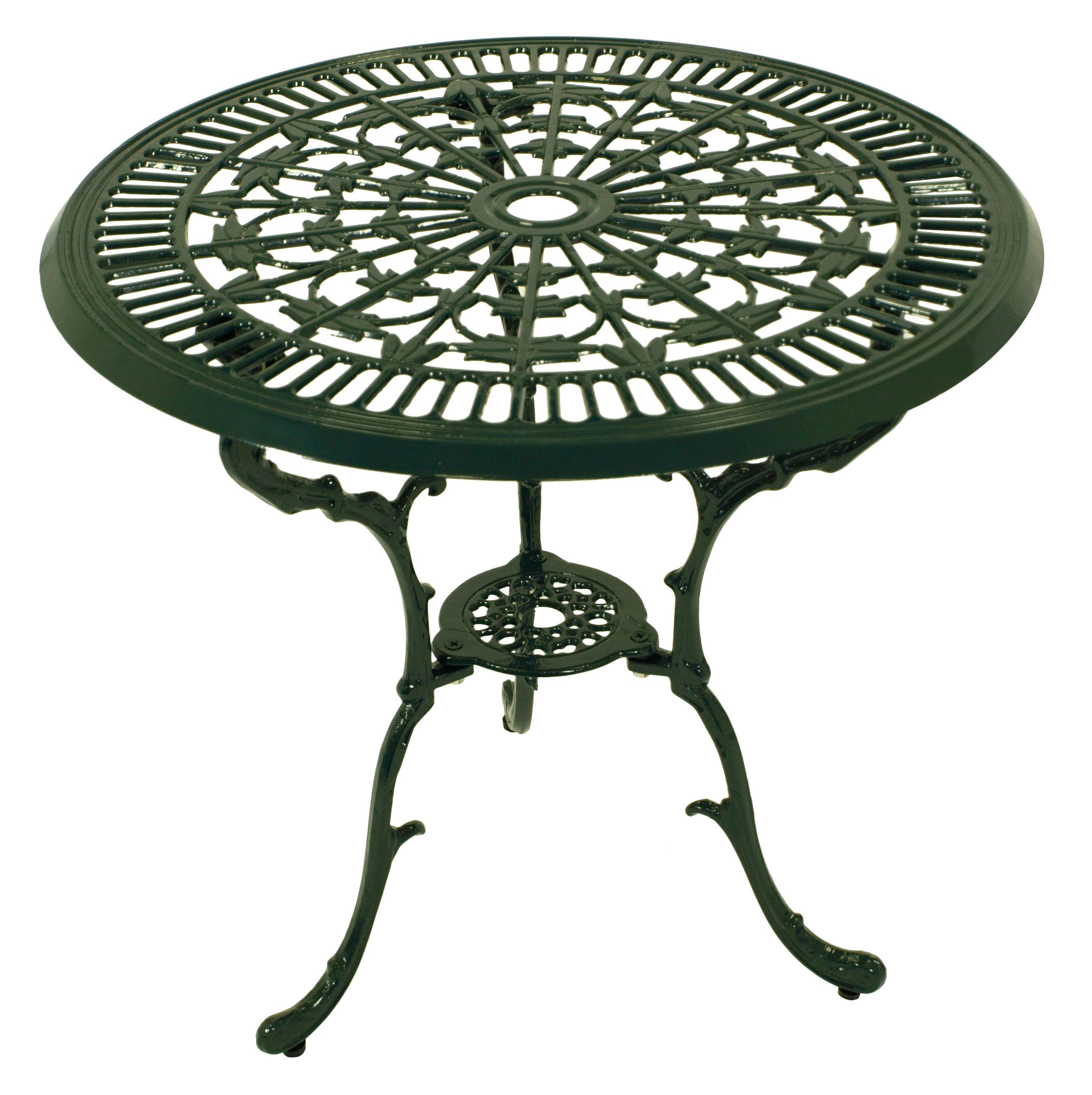 Tisch in Jugendstil Optik 70cm rund, Aluguss dunkelgr&uuml;n - Bild 1