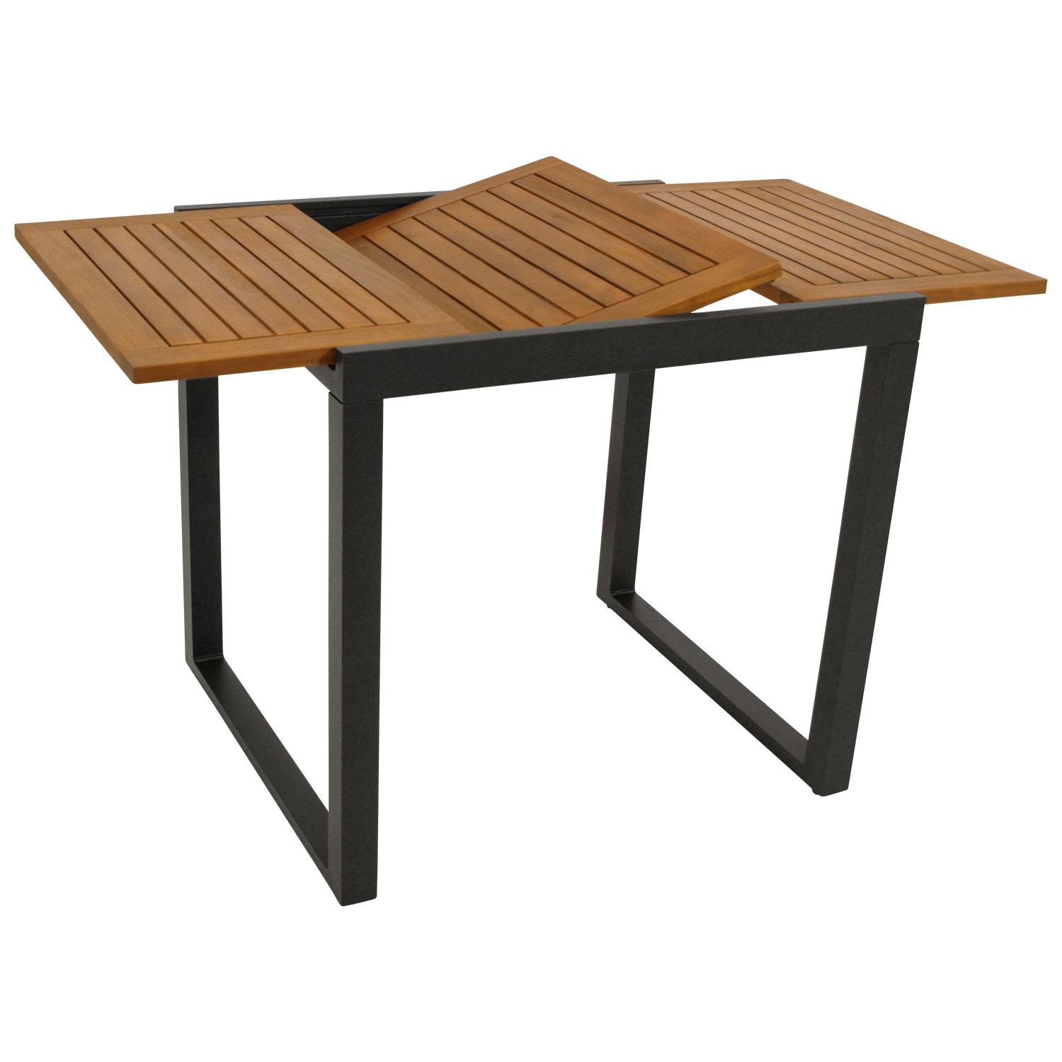 Balkon-Ausziehtisch RIVELLO 80/120x70cm, Aluminium anthrazit + Akazie ge&ouml;lt, FSC-zertifiziert - Bild 1