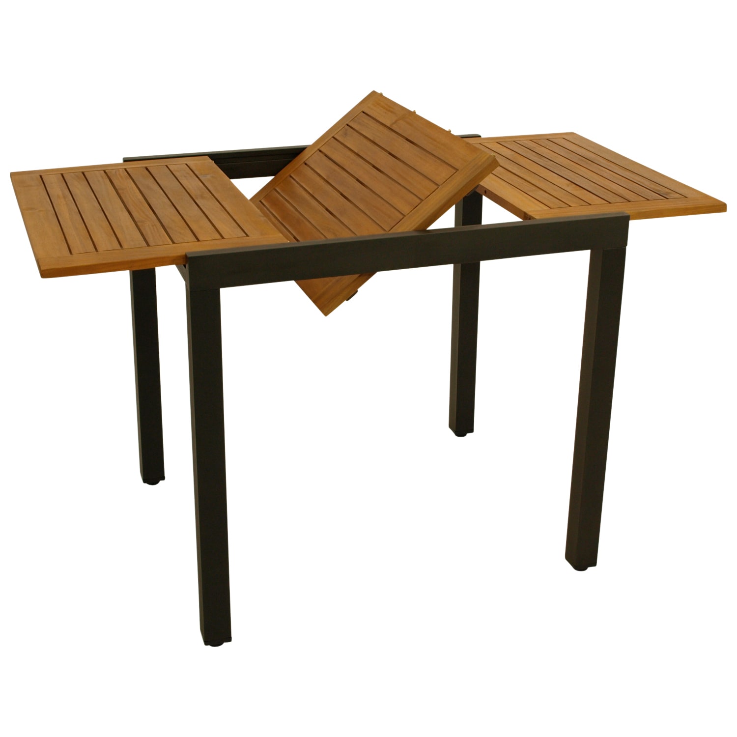 Balkon-Ausziehtisch VICENZA 80/120x70cm, Aluminium anthrazit + Akazie ge&ouml;lt, FSC&reg;-zertifiziert - Bild 1