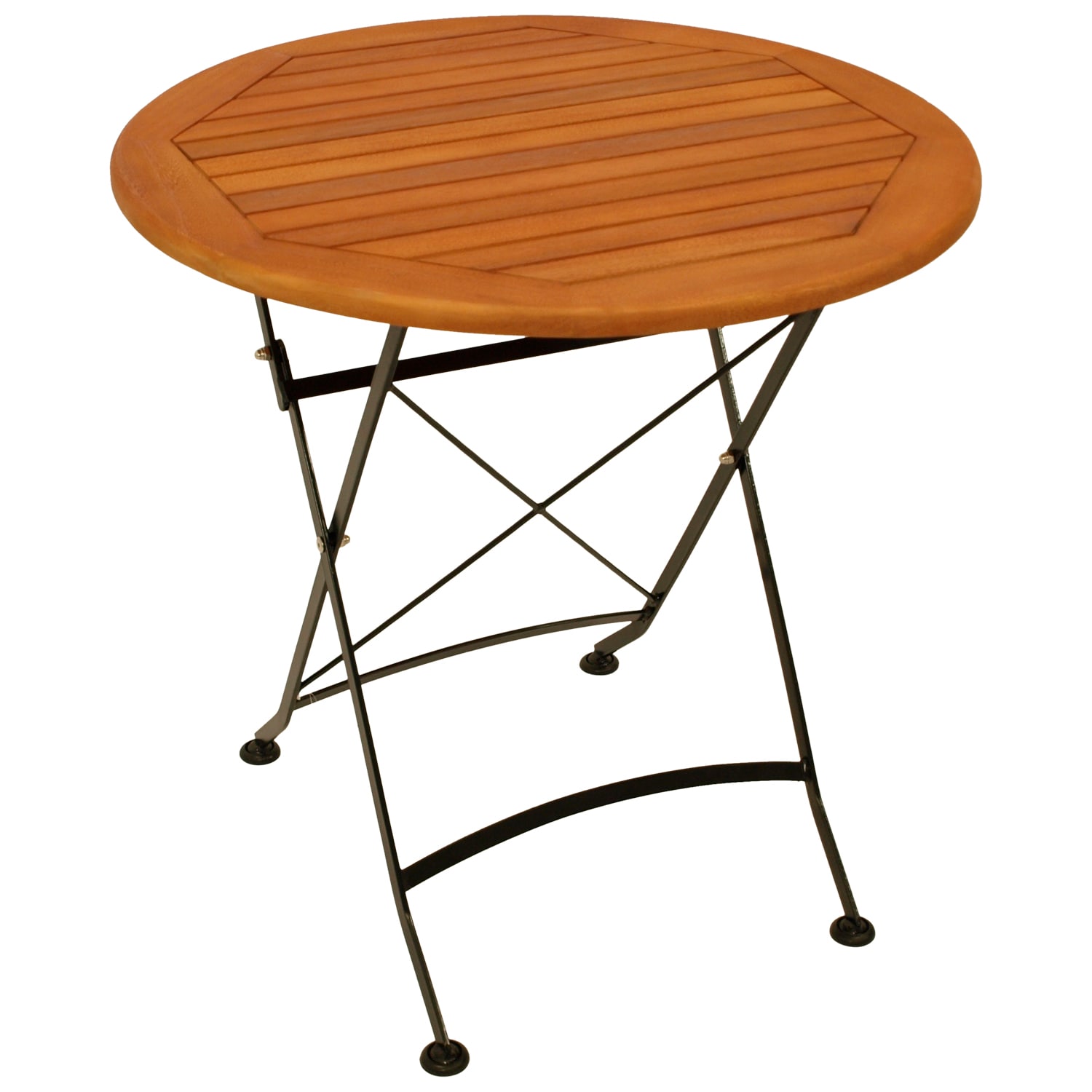 Klapptisch HOFGARTEN 75cm rund, Flachstahl schwarz + Eukaylptus - Bild 1