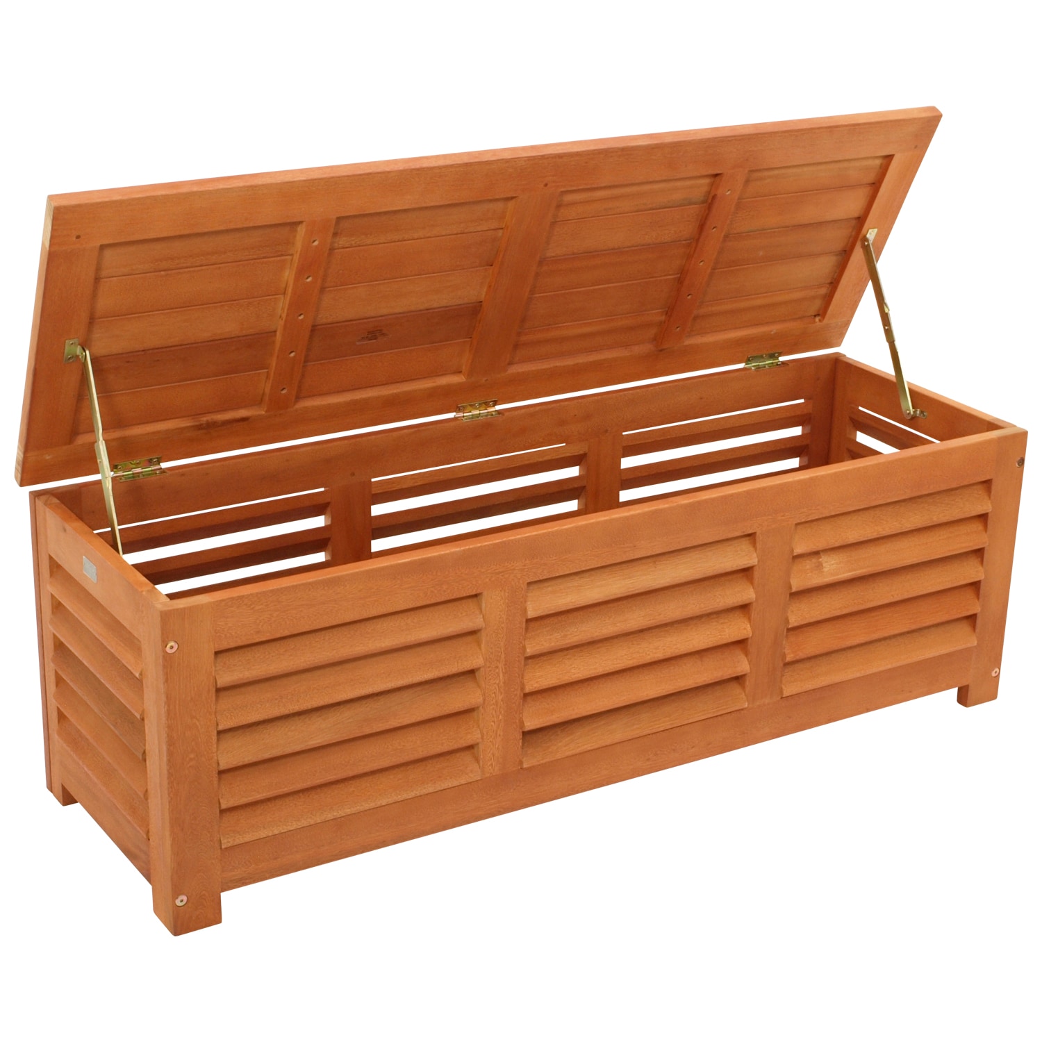 Auflagenbox MONZA, Eukalyptus ge&ouml;lt, mit Sitzpolster grau, FSC&reg;-zertifiziert - Bild 1