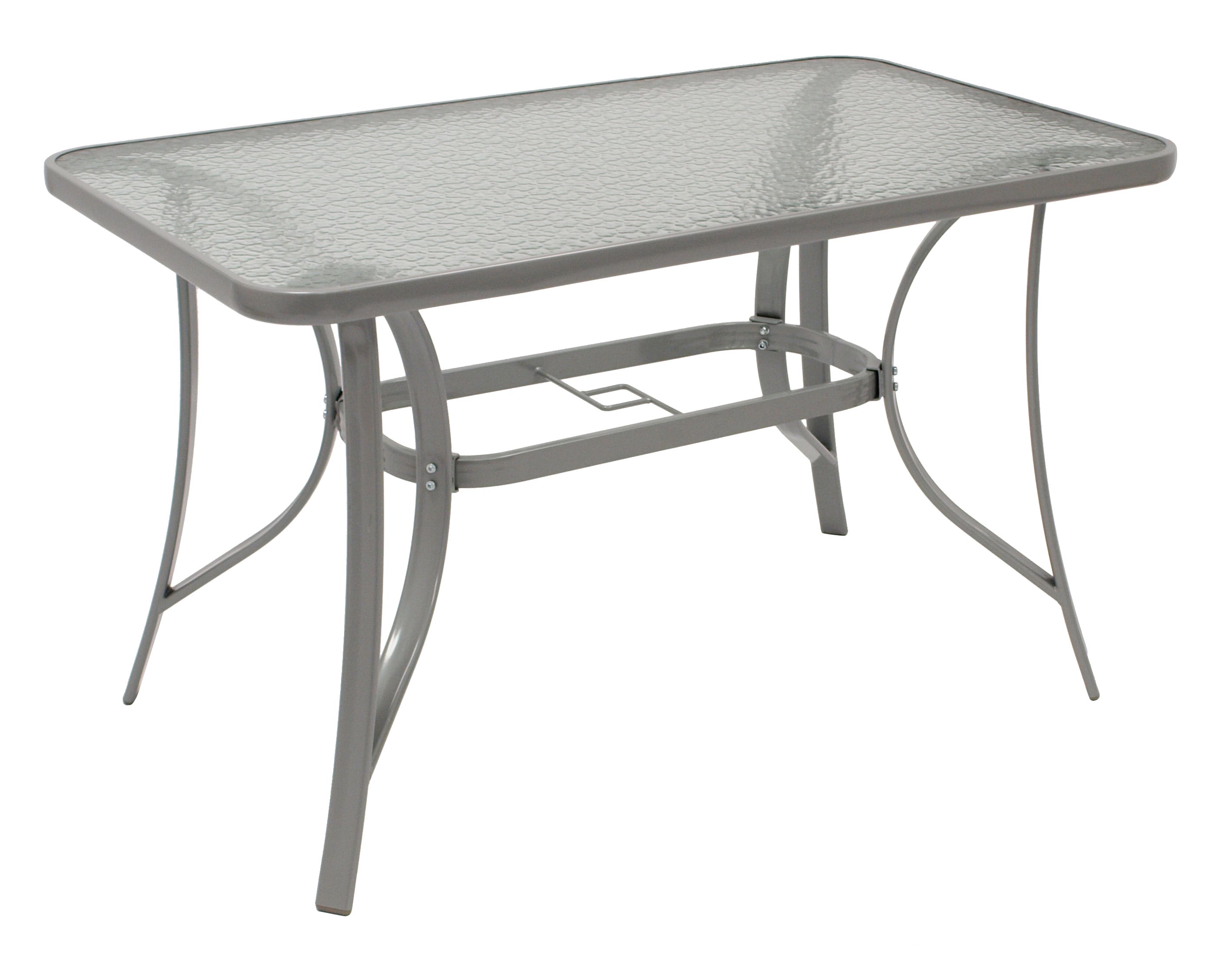 Gartentisch 120x70cm, Metall grau + Glas - Bild 1
