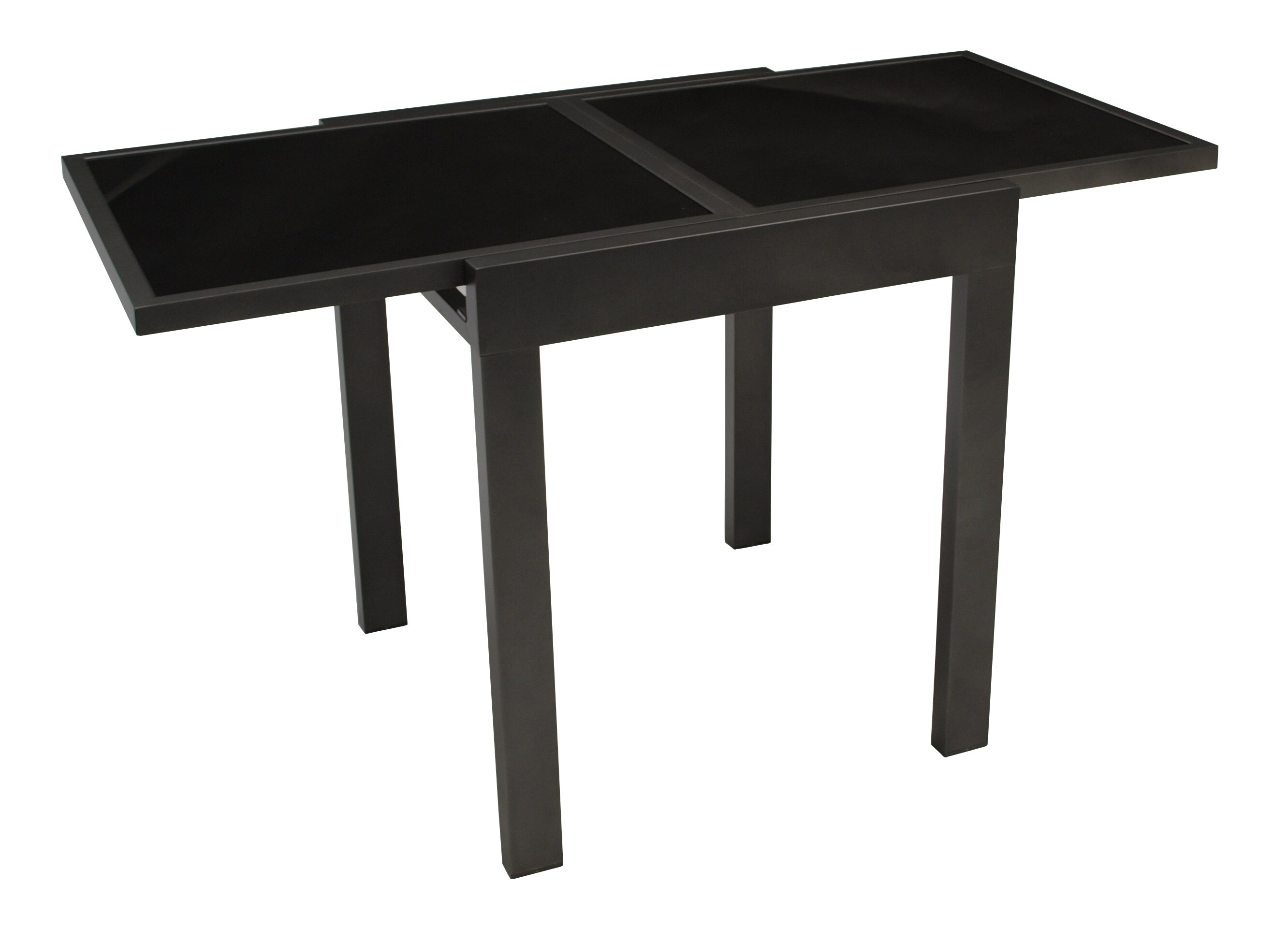 Balkon-Ausziehtisch TORINO 65/130x65cm, Aluminium anthrazit + Glas schwarz - Bild 1