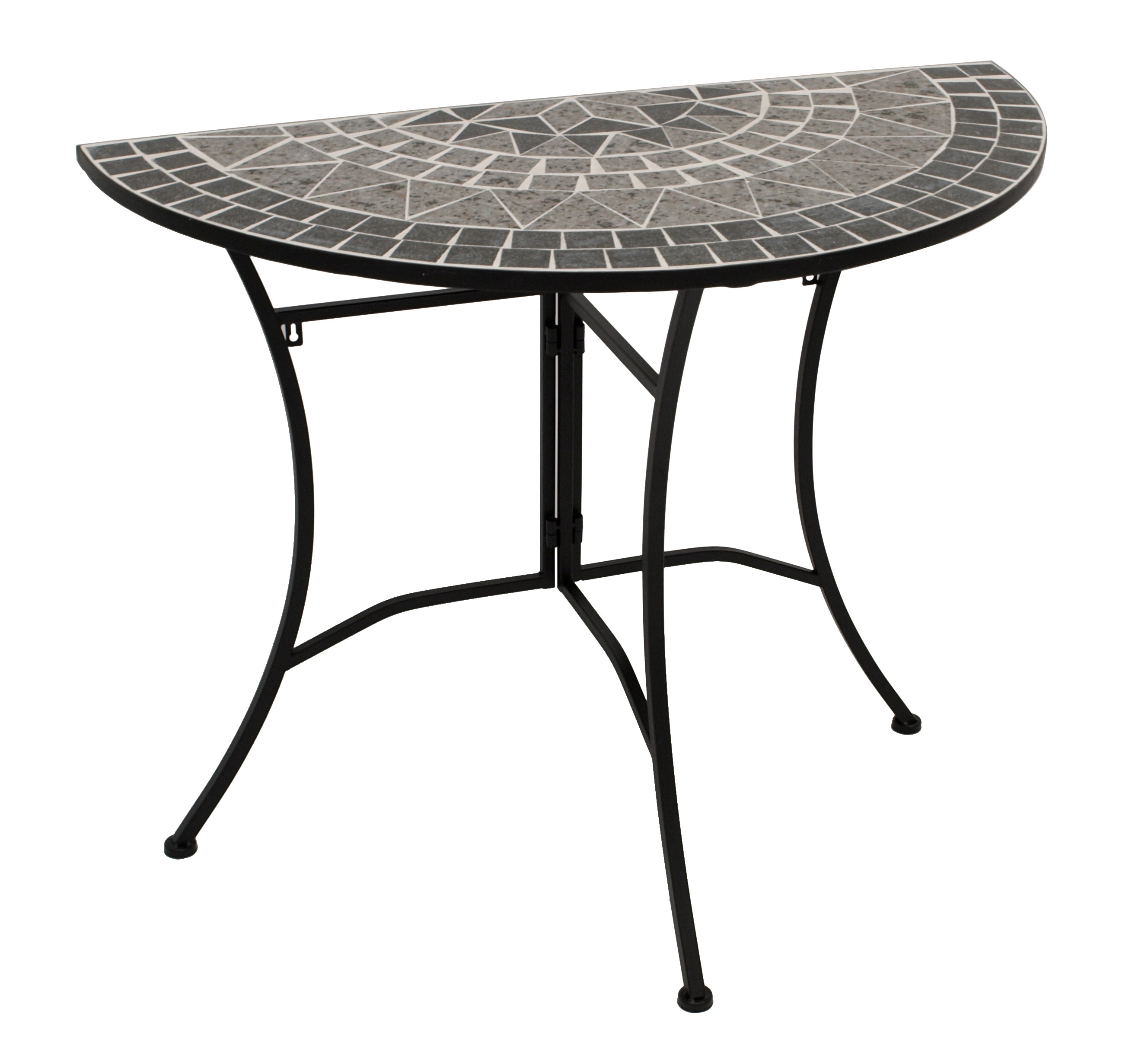 Wandtisch SIENA halbrund 90x45cm, Eisen + Mosaik grau - Bild 1