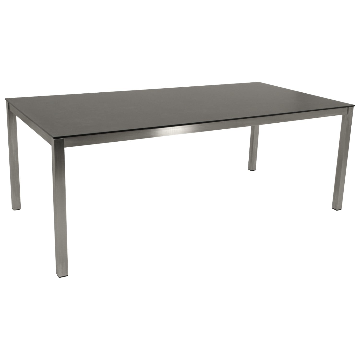 Tisch SYDNEY 200x100cm, Edelstahl geb&uuml;rstet + Glas in 3D Keramik anthrazit - Bild 1