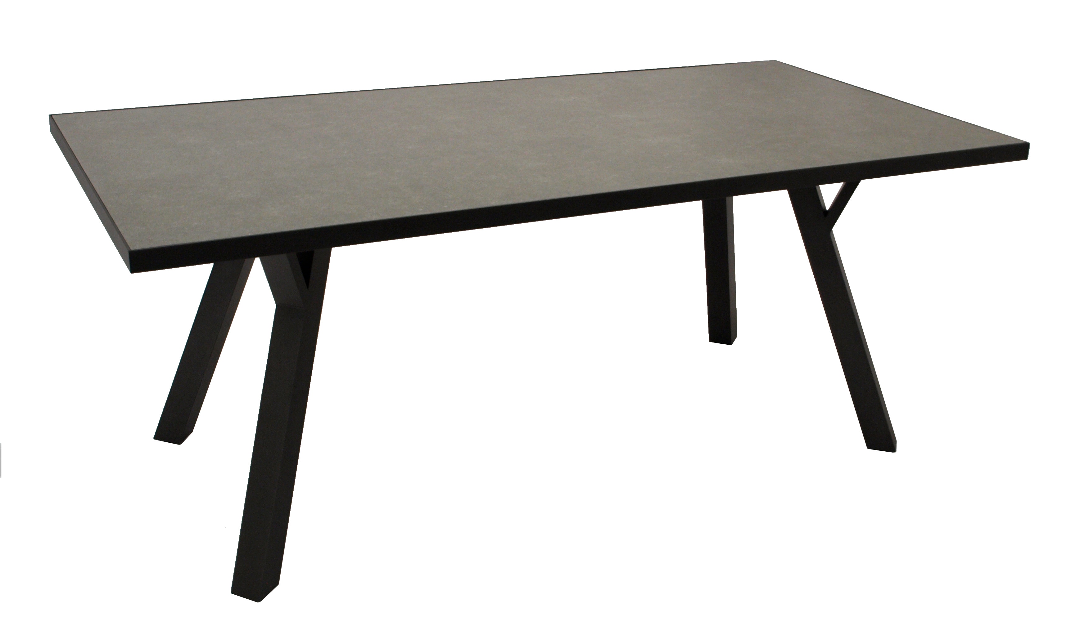 Tisch MANCIANO 180x90cm, Aluminium dunkelgrau + Glas in Keramikoptik dunkelgrau - Bild 1