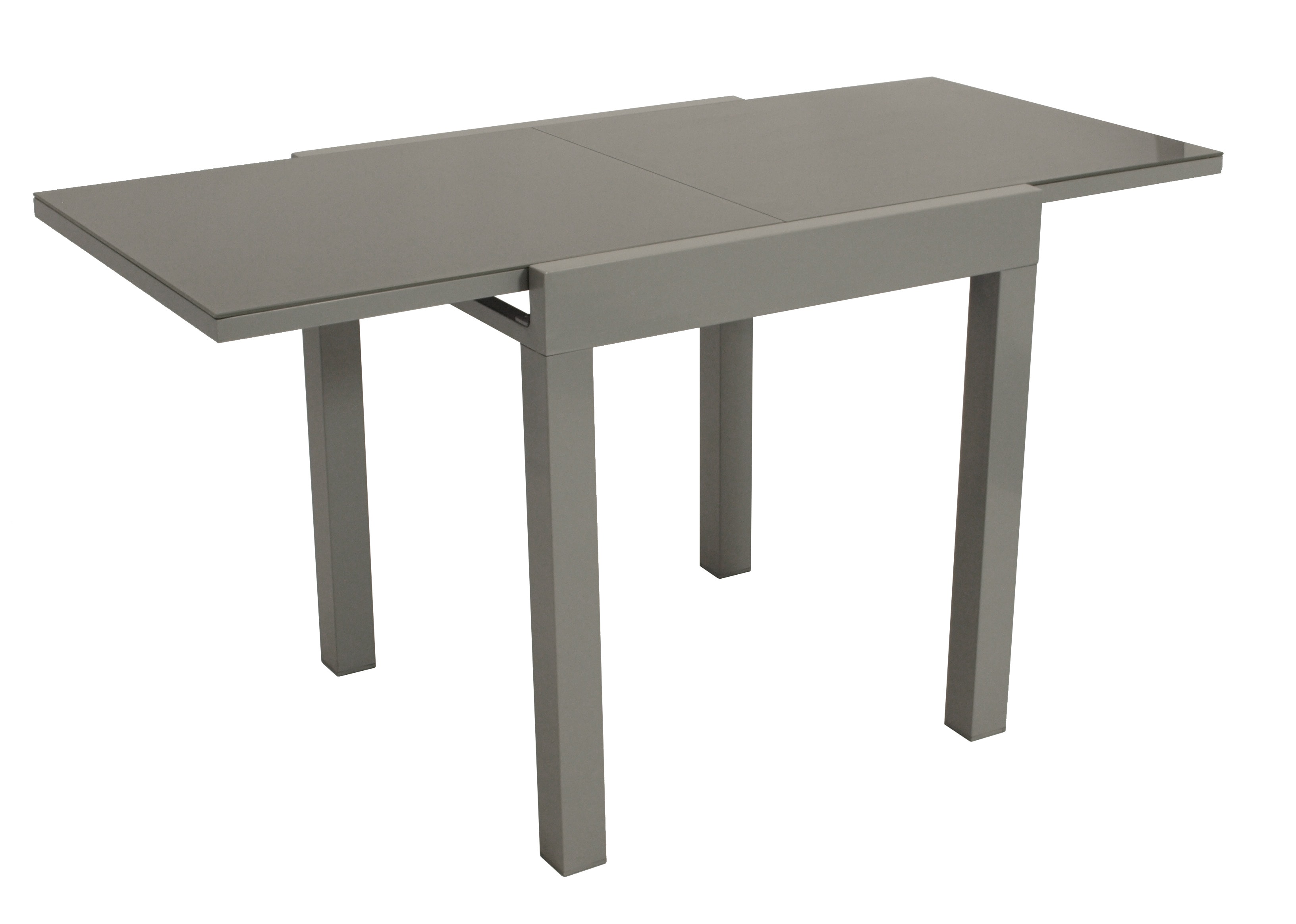 Balkon-Ausziehtisch MARINA 70/140x70cm, Aluminium silbergrau + Glas grau - Bild 1