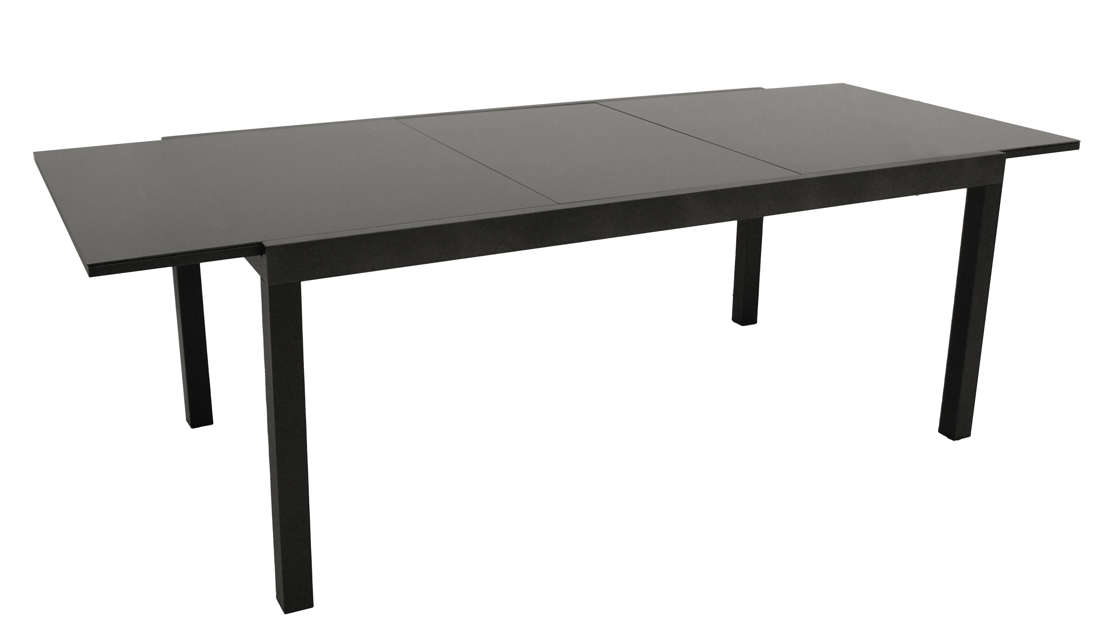 Ausziehtisch ELBA 180/240x100cm, Aluminium anthrazit + Glas schwarz - Bild 1