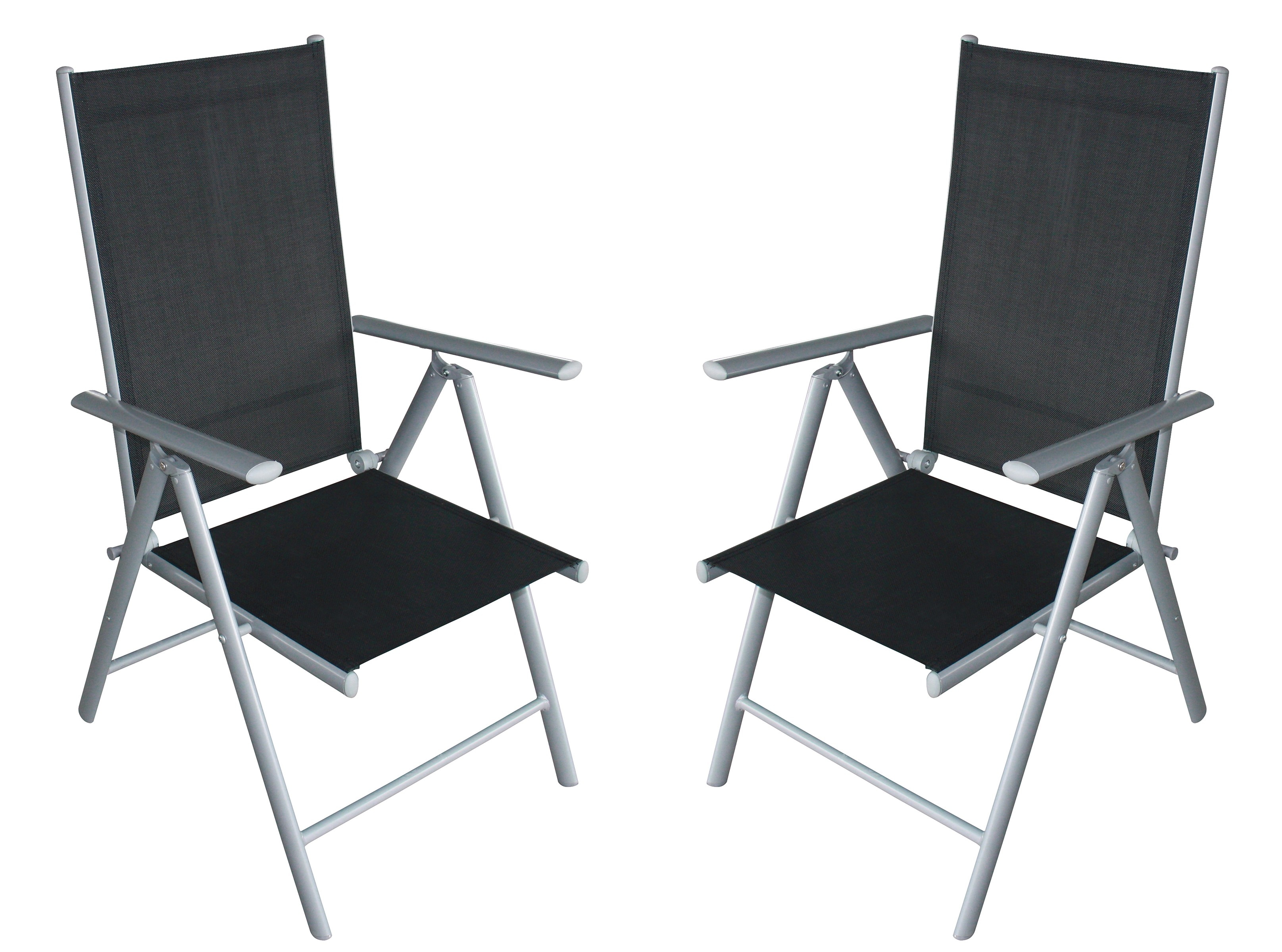 2x Klappsessel RAVENNA Aluminium silbergrau + Kunstgewebe schwarz (4-er Set) - Bild 1