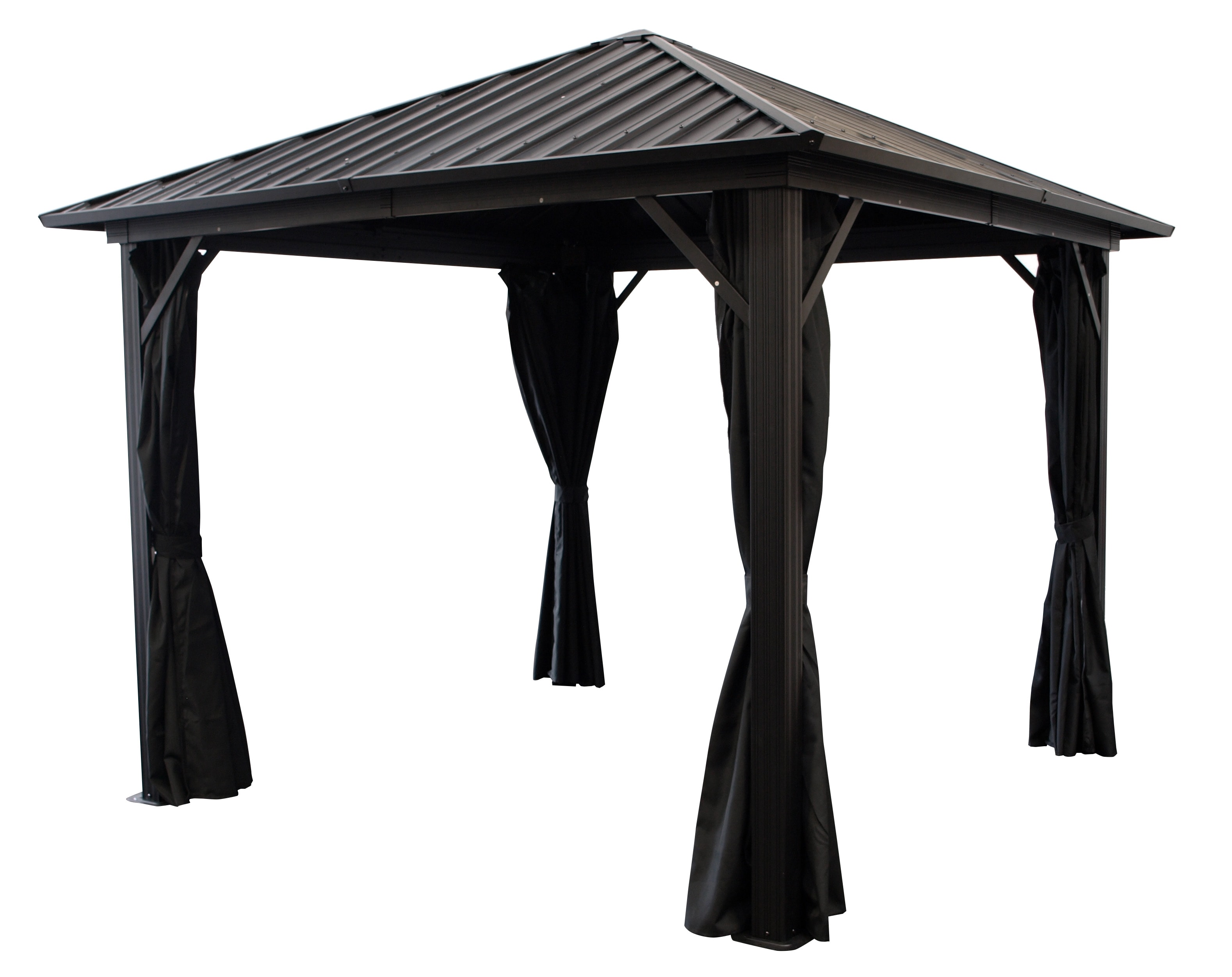 Pavillon NOVARA  3x3 Meter, Aluminium schwarz, Dach aus verzinktem Metall - Bild 1